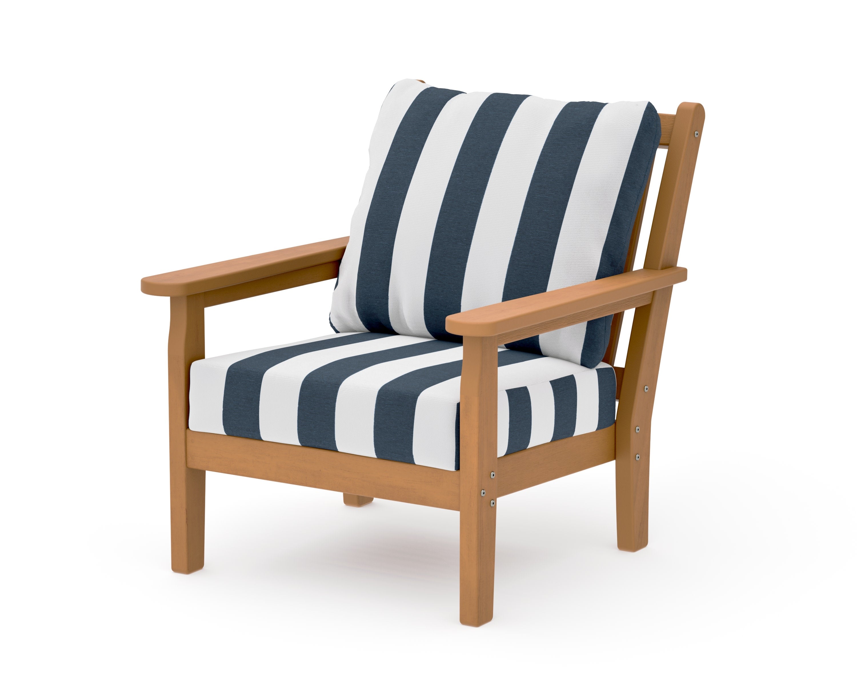 Chippendale Deep Seating Chair in Natural / Cabana Stripe Marine Indigo