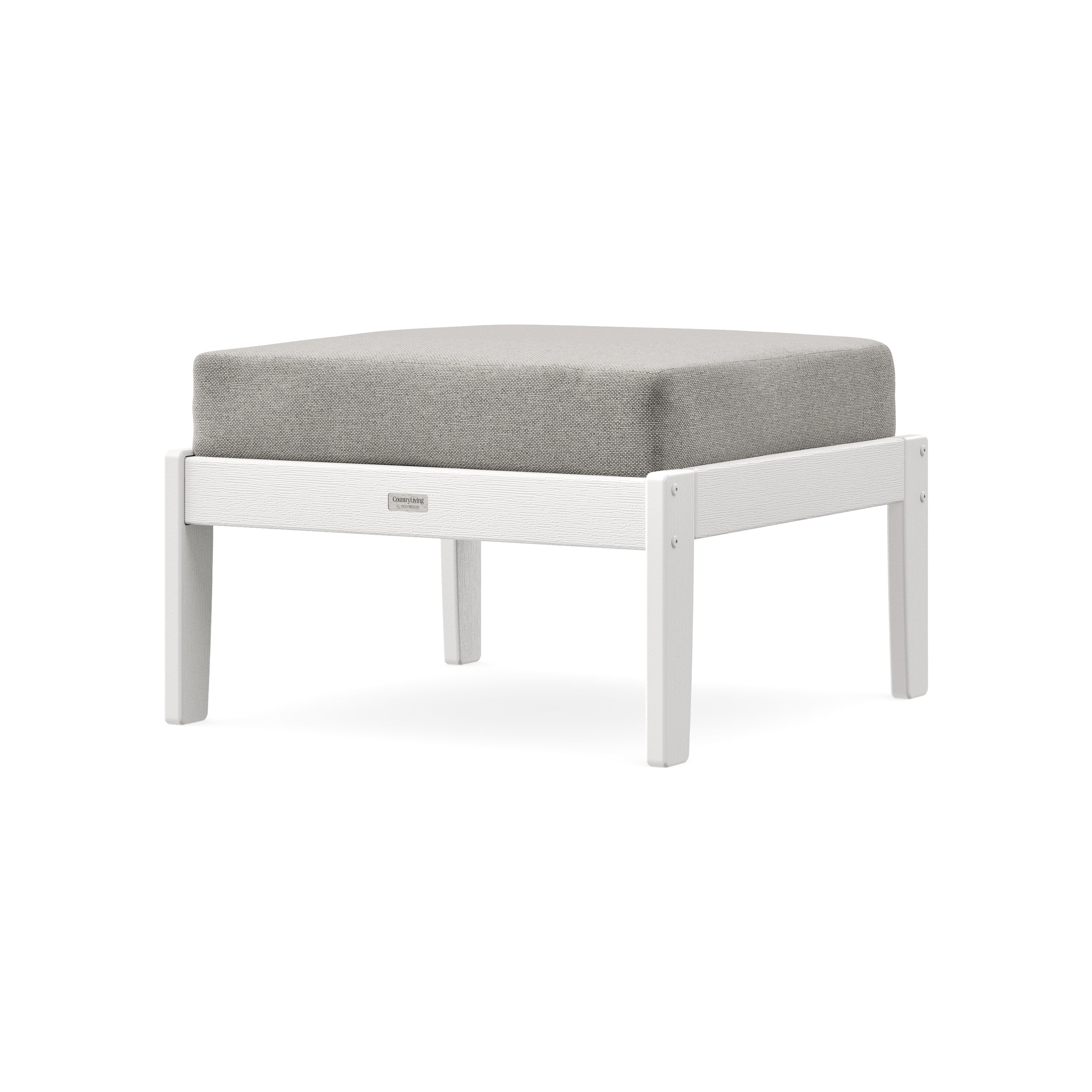 Cottage Deep Seating Ottoman in Vintage White / Weathered Tweed