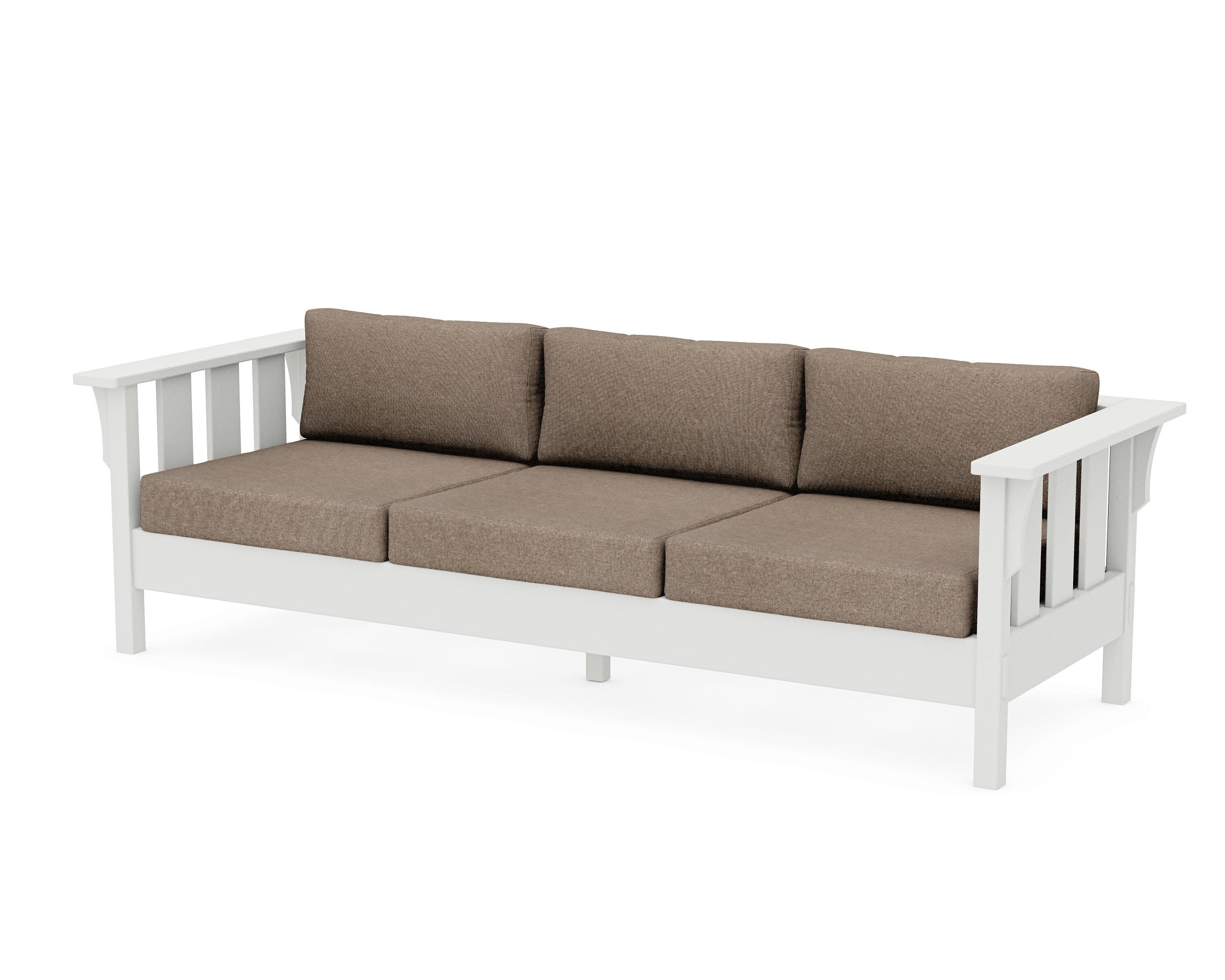 Acadia Deep Seating Sofa in Vintage White / Spiced Burlap