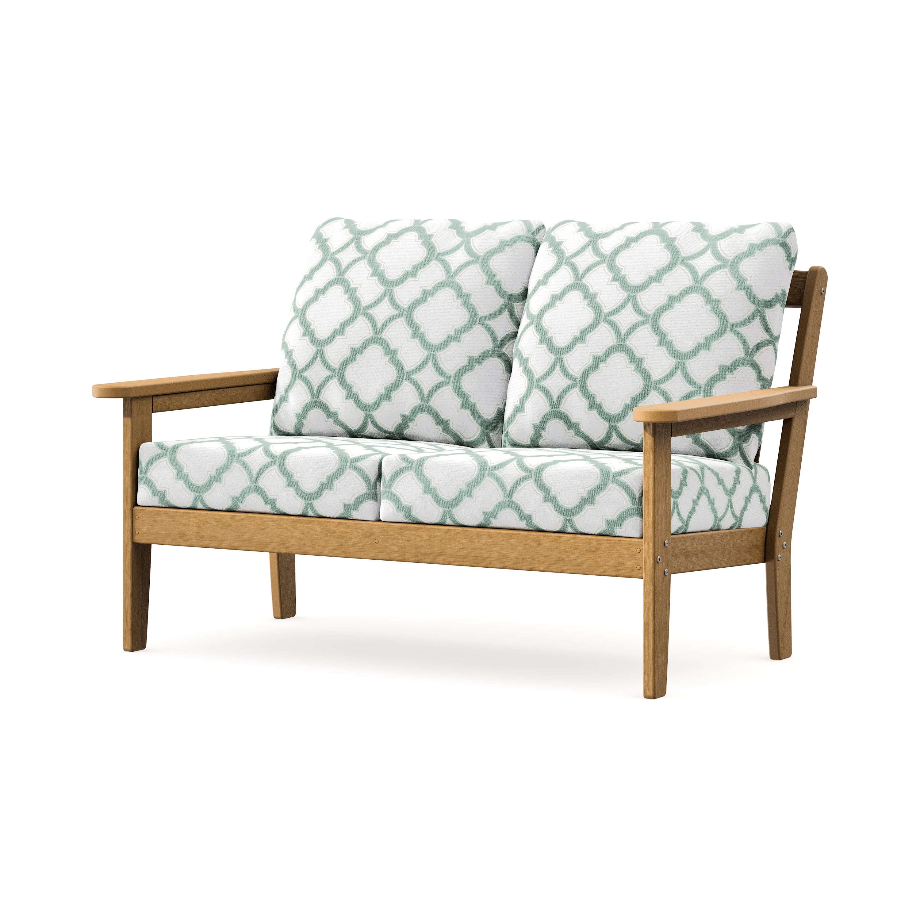 Cottage Deep Seating Loveseat in Natural / Trellis Glacier Spa