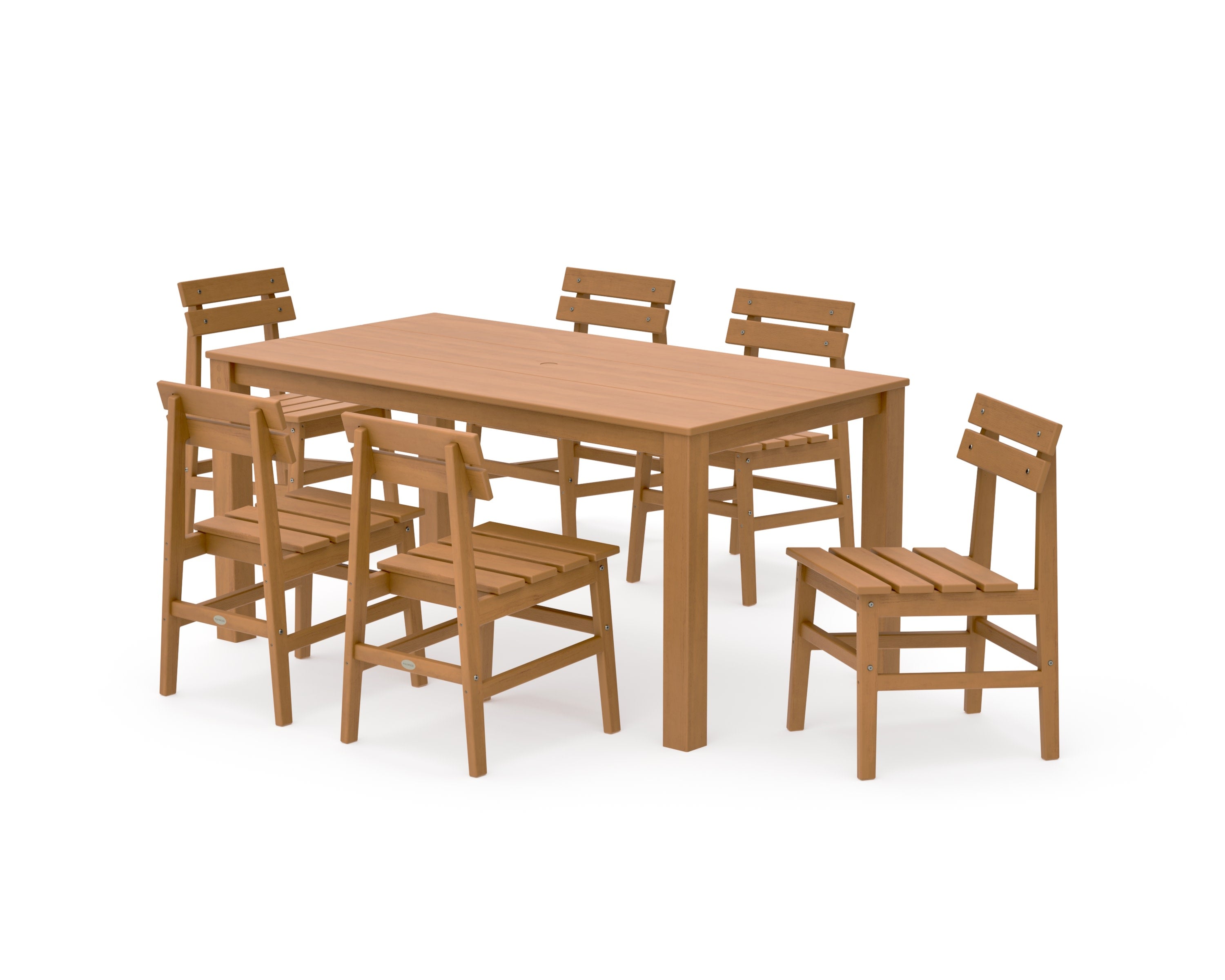 Modern Studio Plaza Chair 7-Piece Parsons Table Dining Set in Natural