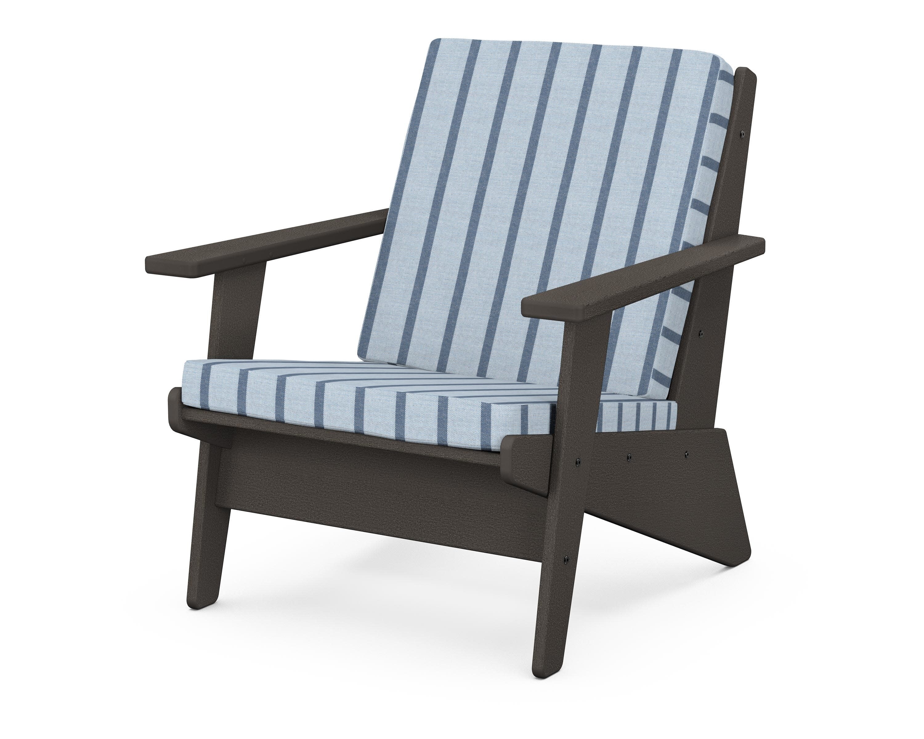 Riviera Modern Lounge Chair in Vintage Coffee / Unwind Sky