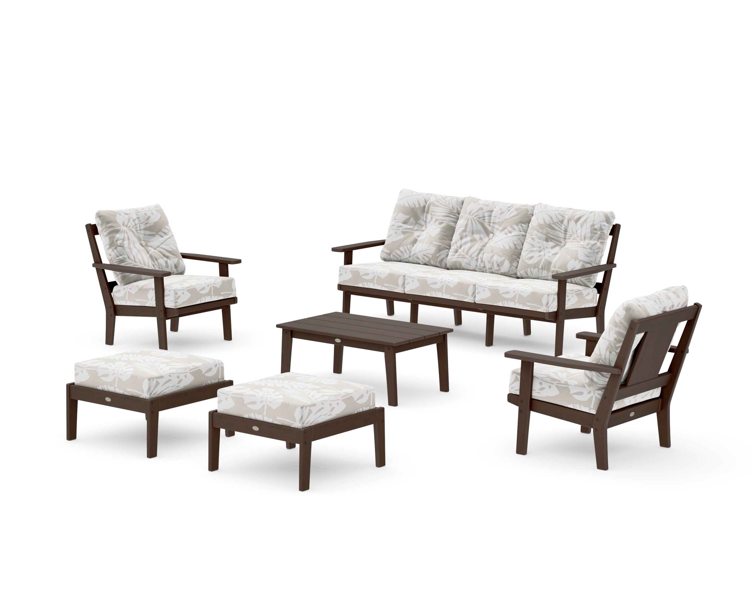Prairie 6-Piece Lounge Sofa Set in Kona / Leaf Dune Burlap