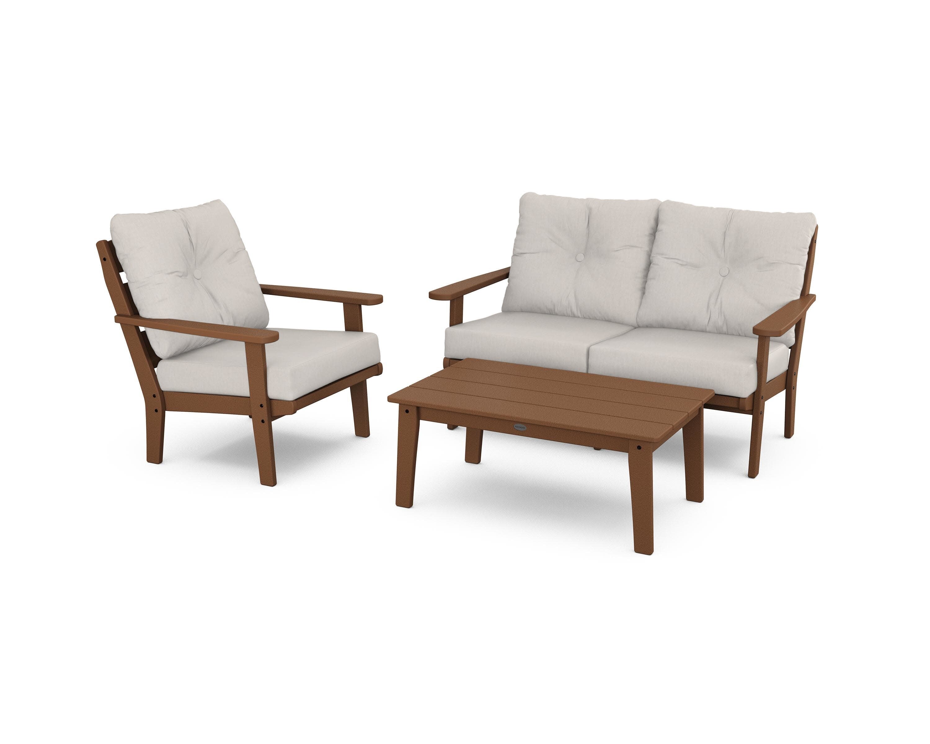 Lakeside 3-Piece Deep Seating Set in Teak / Cast Ash