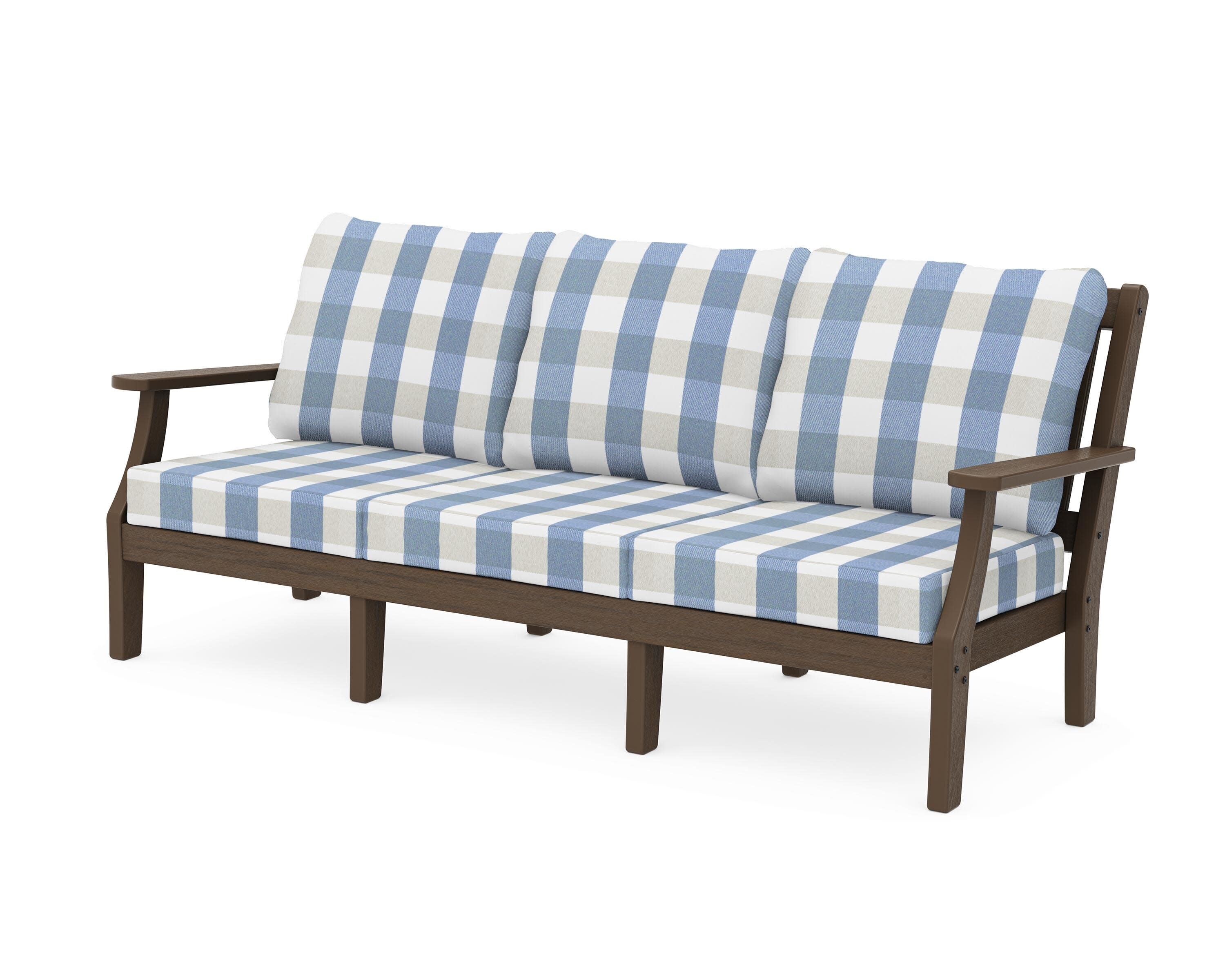 Chinoiserie Deep Seating Sofa in Kona / Buffalo Plaid Sky Blue