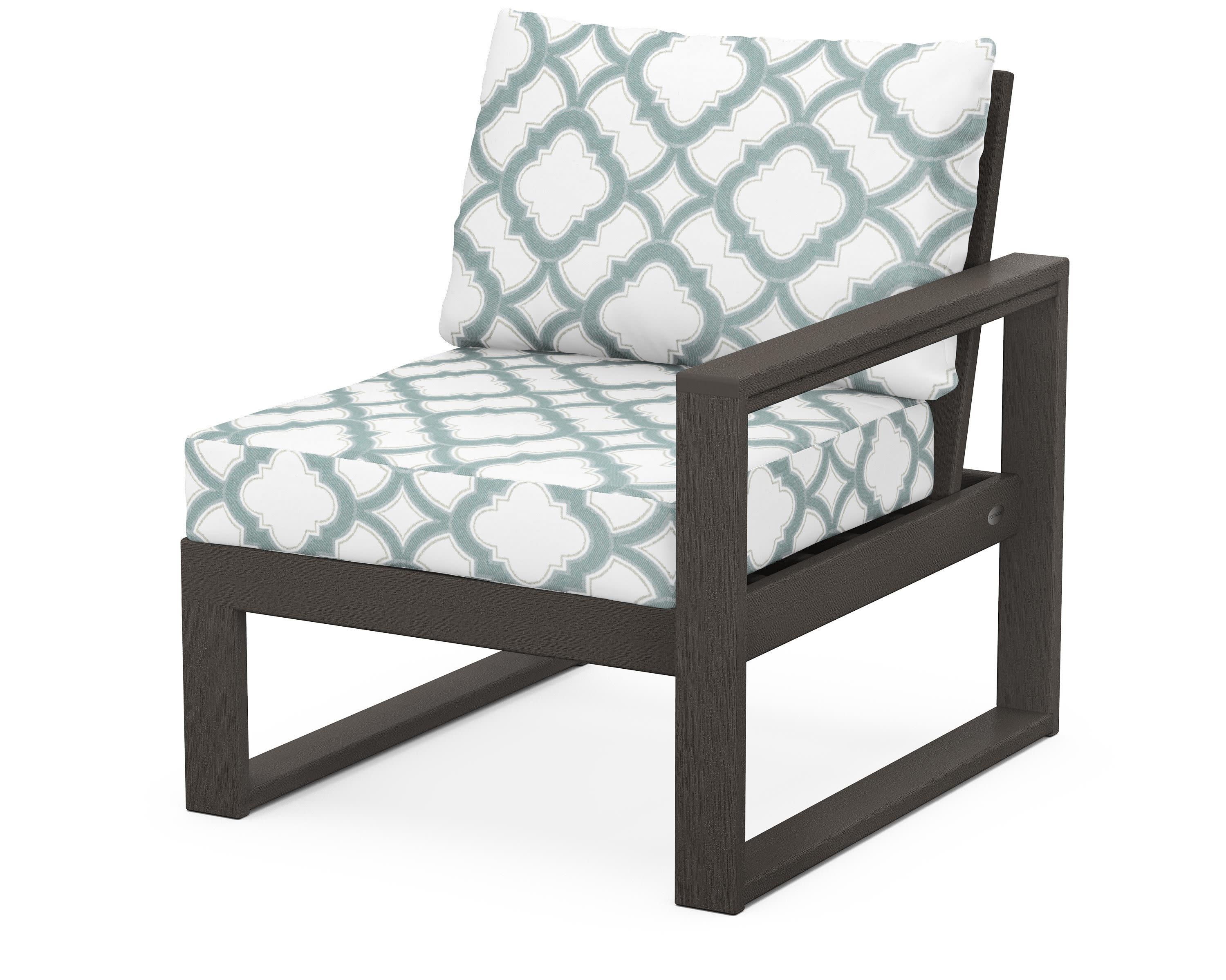 EDGE Modular Right Arm Chair in Vintage Coffee / Trellis Glacier Spa