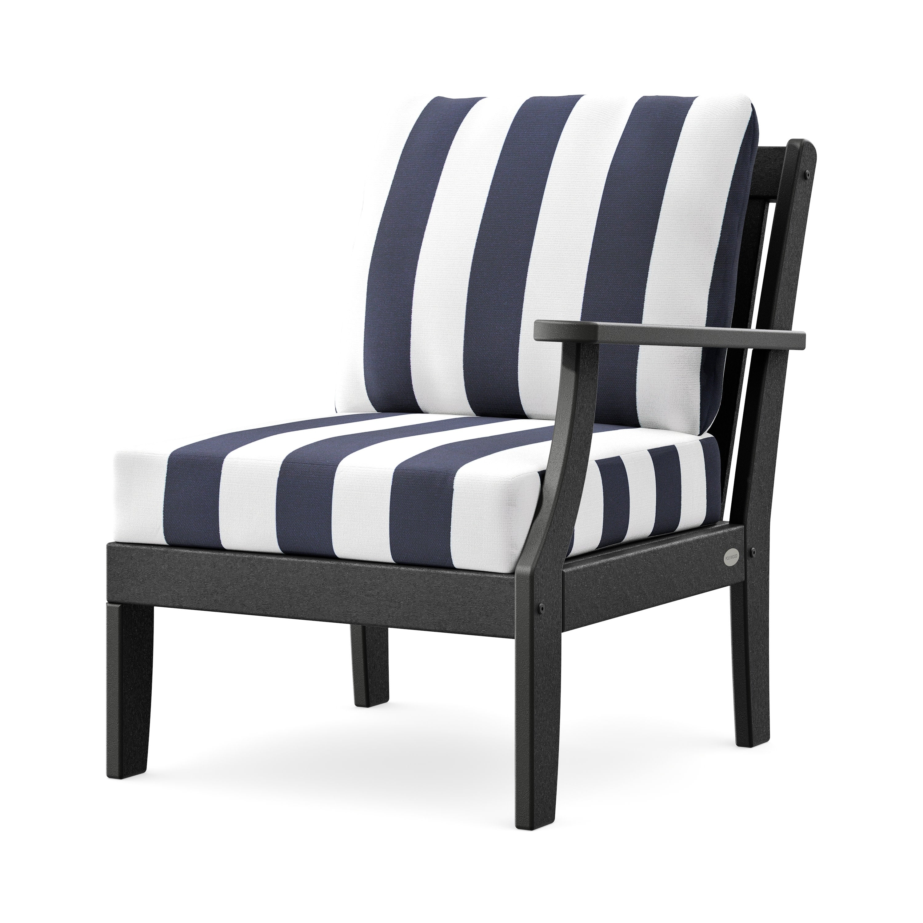 Braxton Modular Right Arm Chair in Black / Cabana Stripe Navy