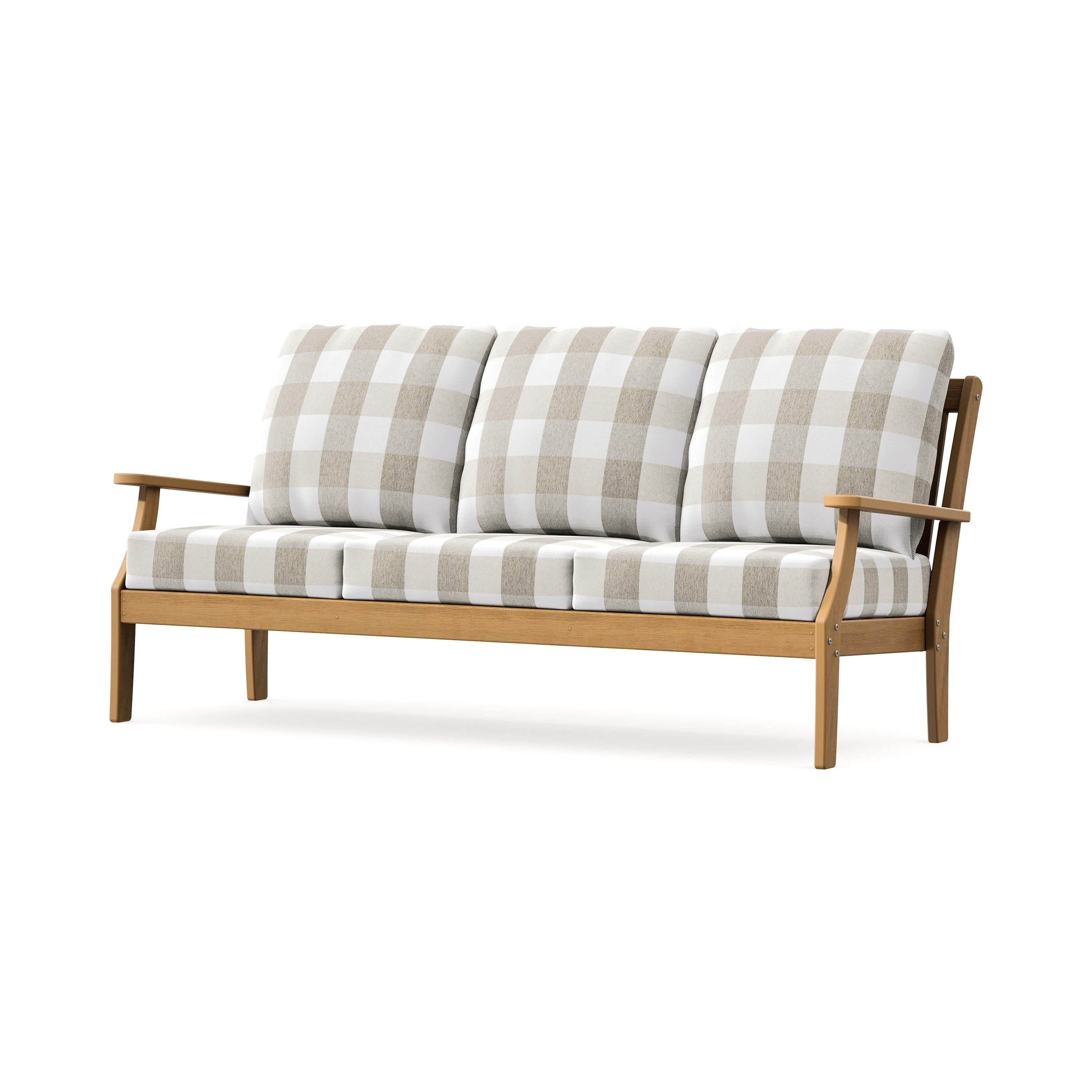 Braxton Deep Seating Sofa in Natural / Buffalo Plaid Dune Burlap