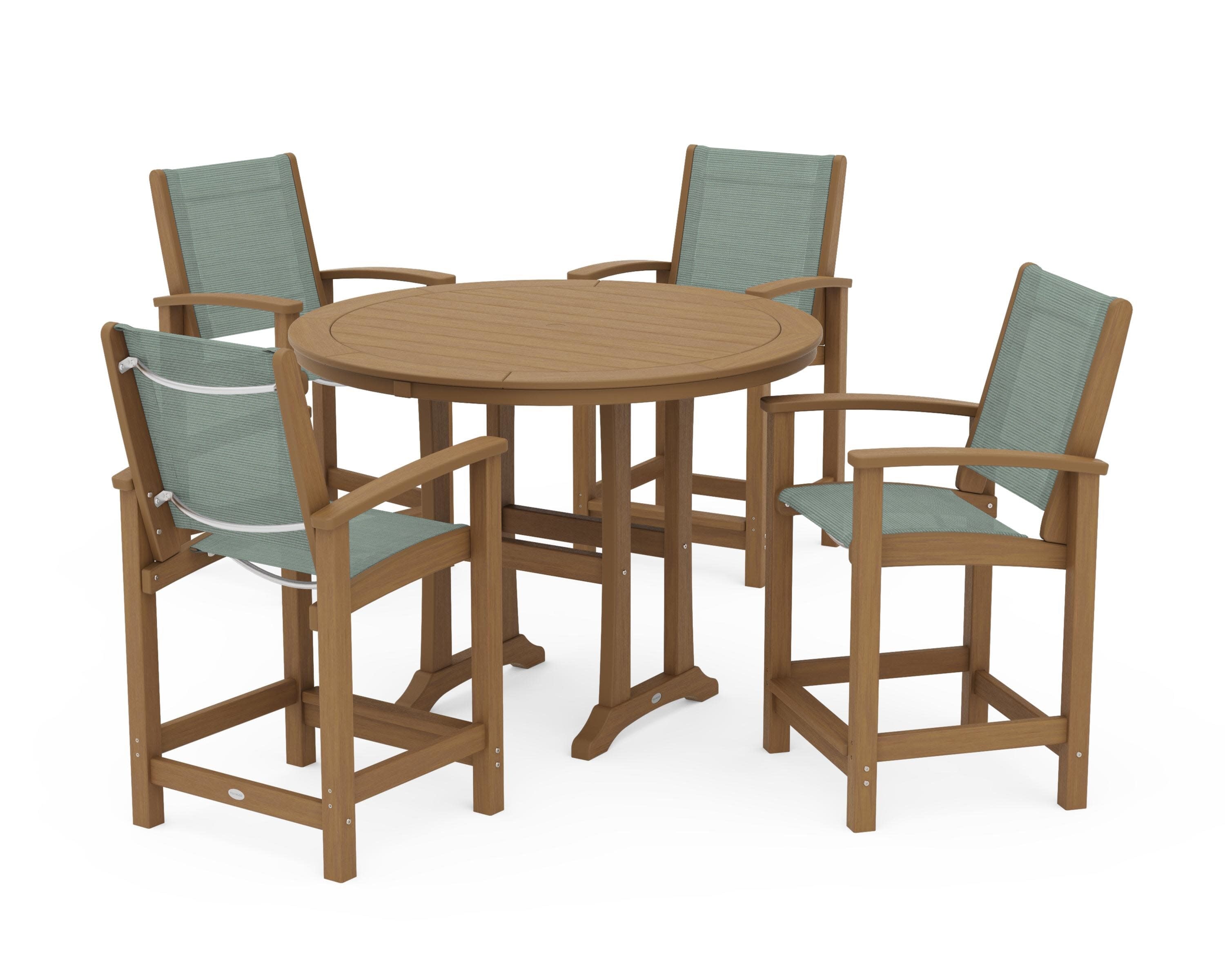 Coastal 5-Piece Counter Set in Natural / Dupioni Sea Mist Sling