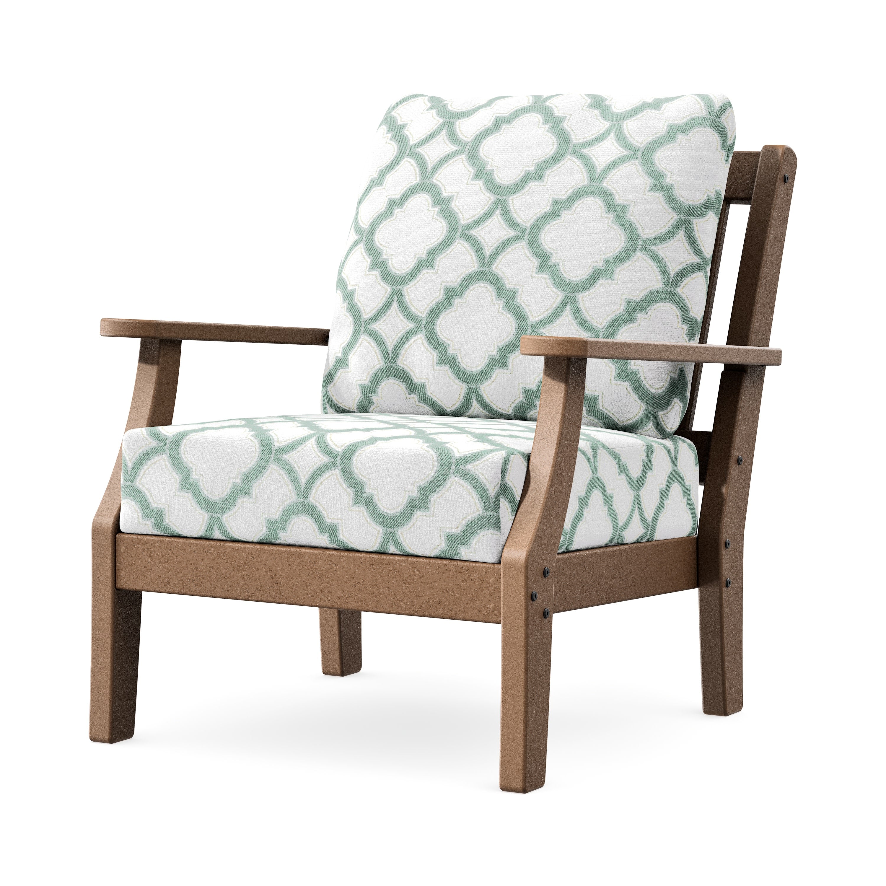 Chinoiserie Deep Seating Chair in Teak / Trellis Glacier Spa