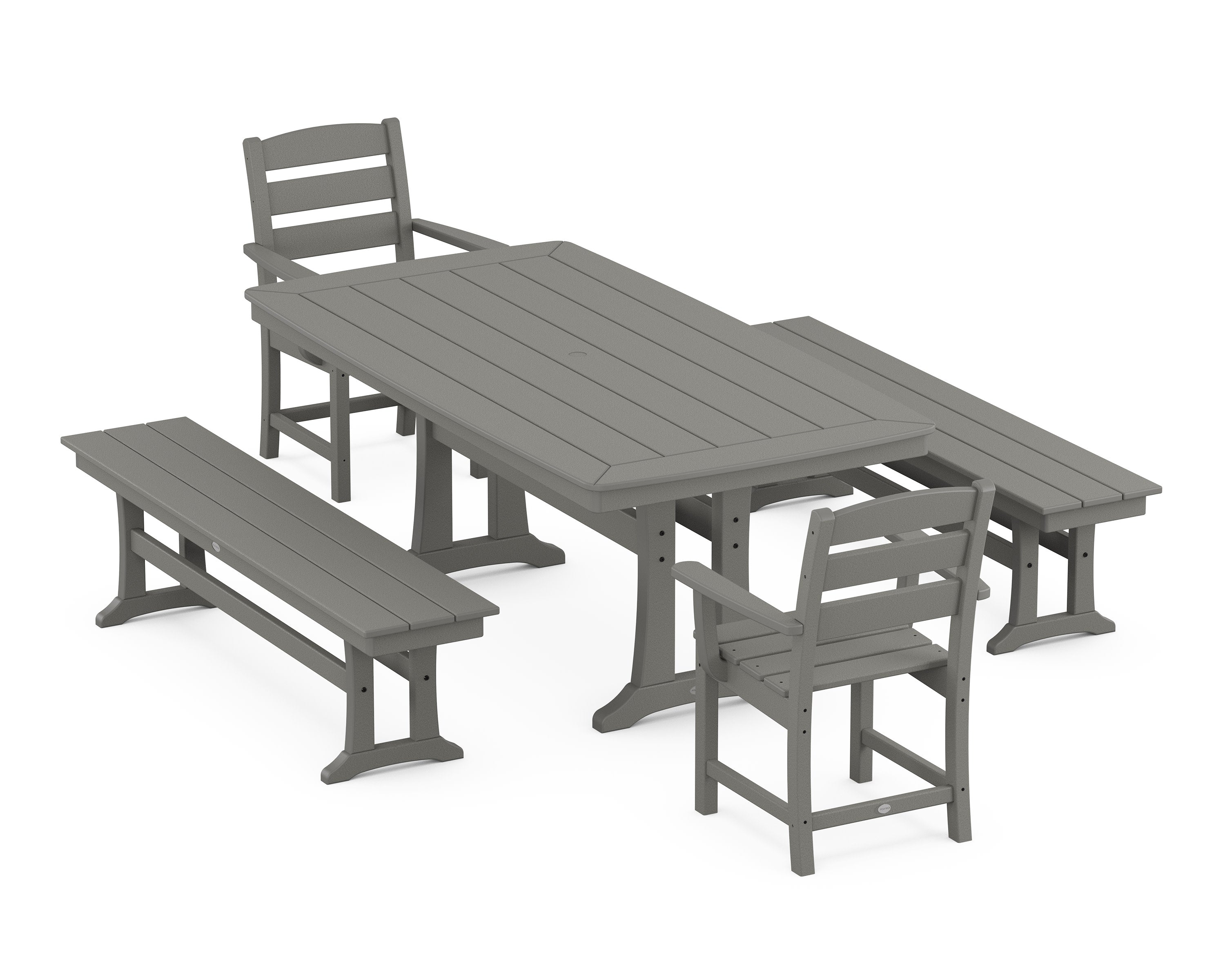 Lakeside 5-Piece Dining Set with Trestle Legs in Slate Grey