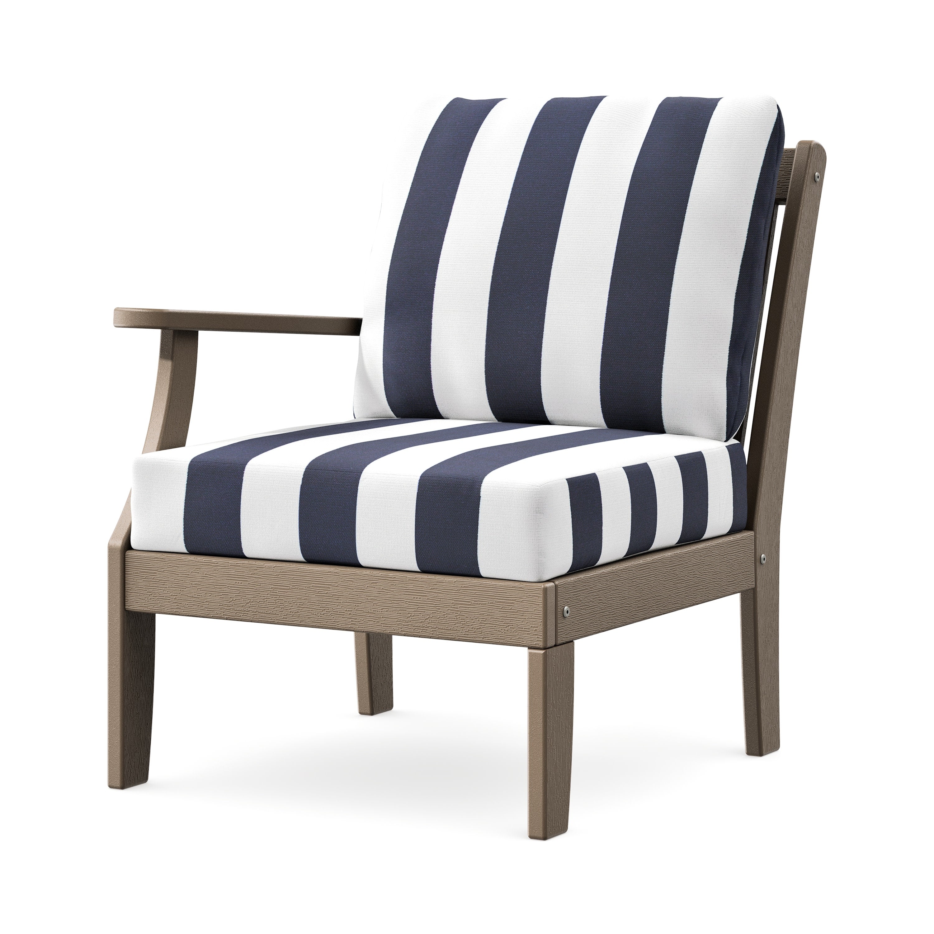 Braxton Modular Left Arm Chair in Vintage Sahara / Cabana Stripe Navy