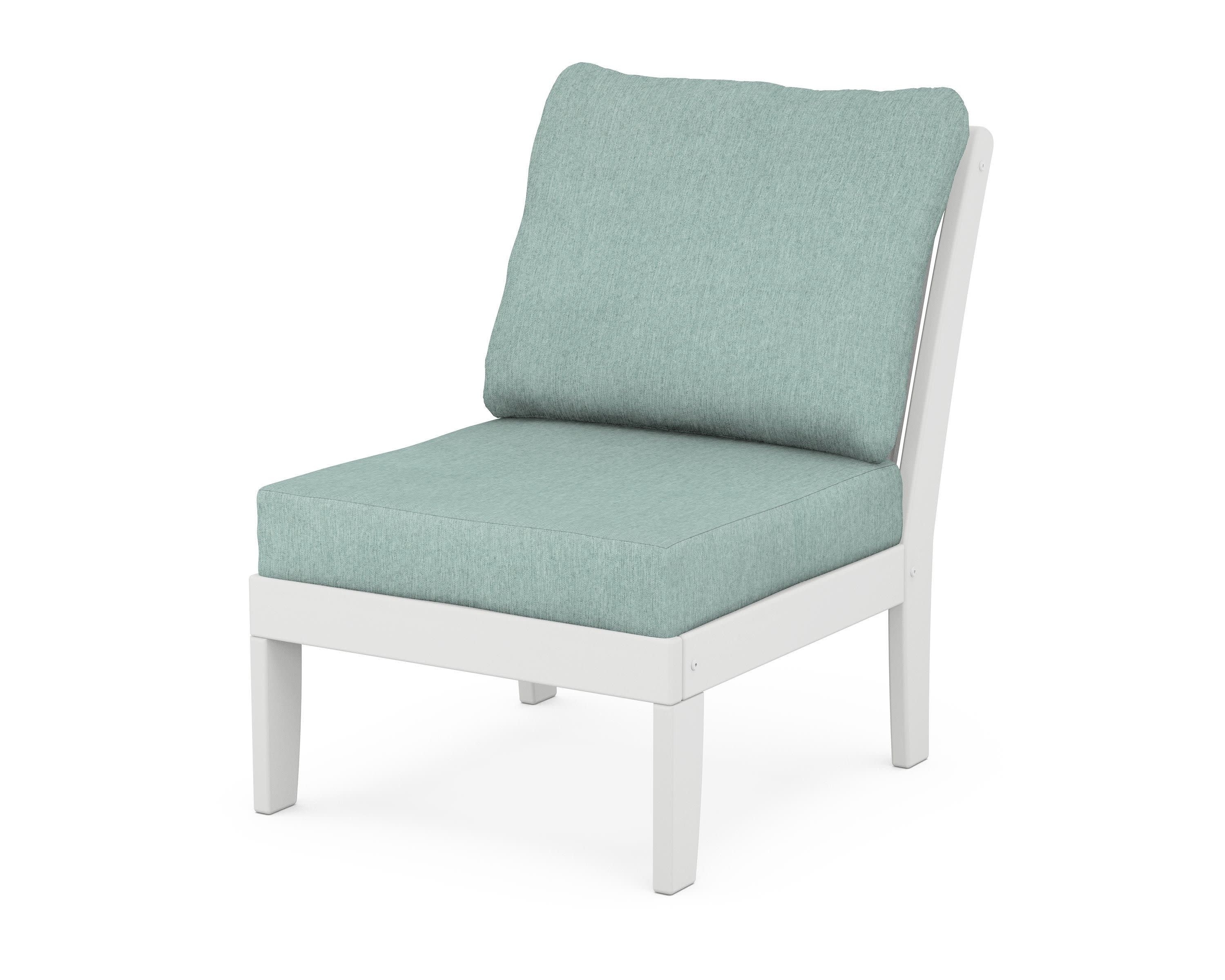 Braxton Modular Armless Chair in White / Glacier Spa