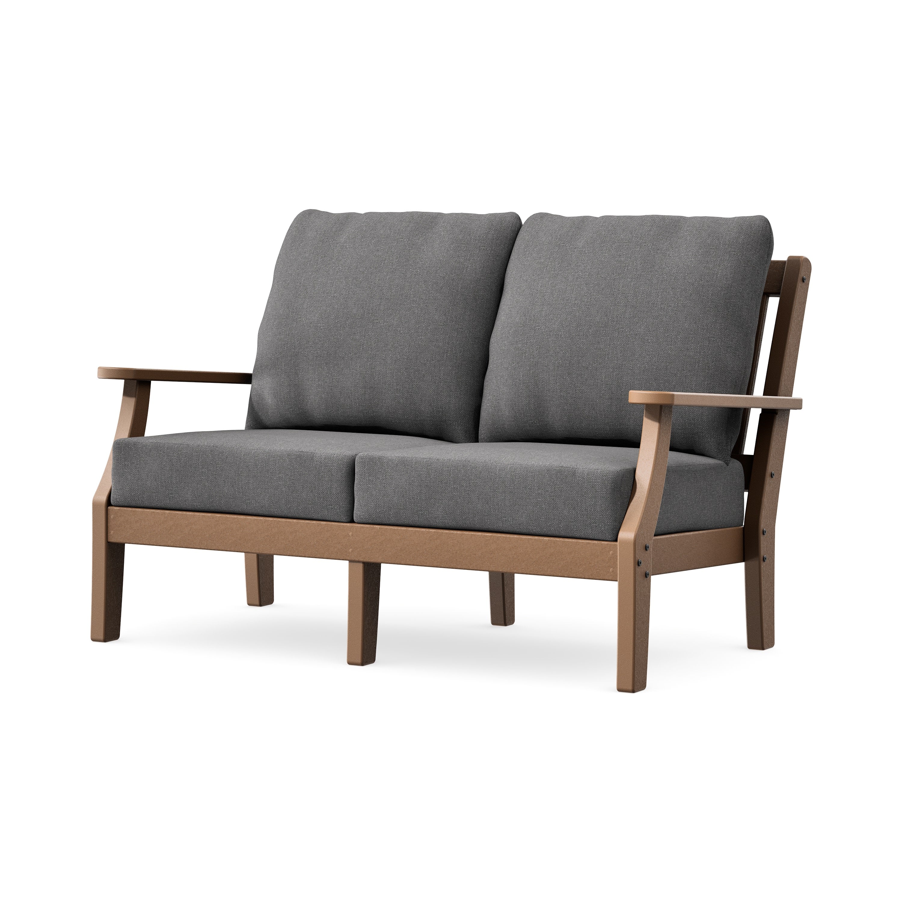 Chinoiserie Deep Seating Loveseat in Teak / Ash Charcoal