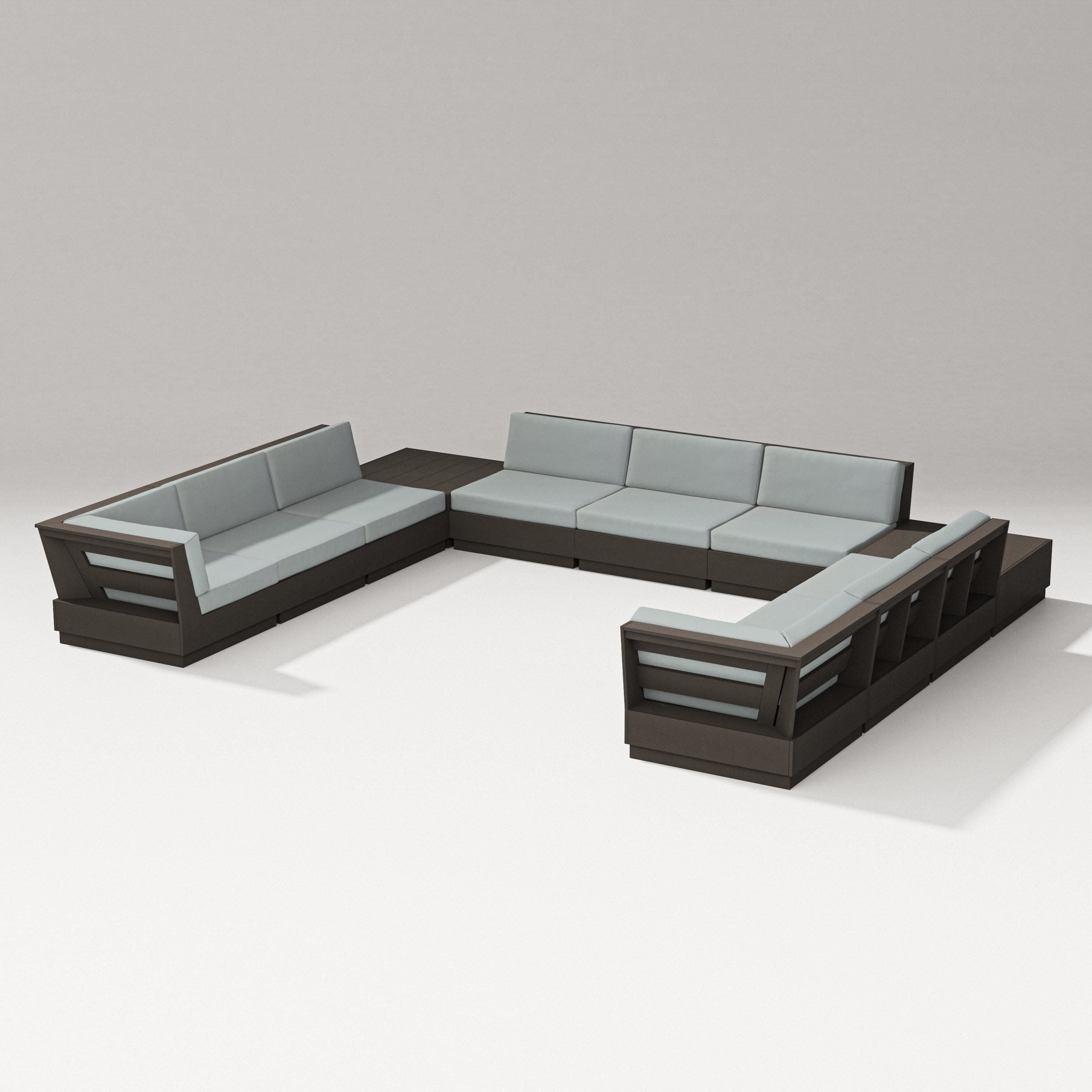 Elevate 11-Piece U-Shaped Sofa Sectional in Vintage Coffee / Spa