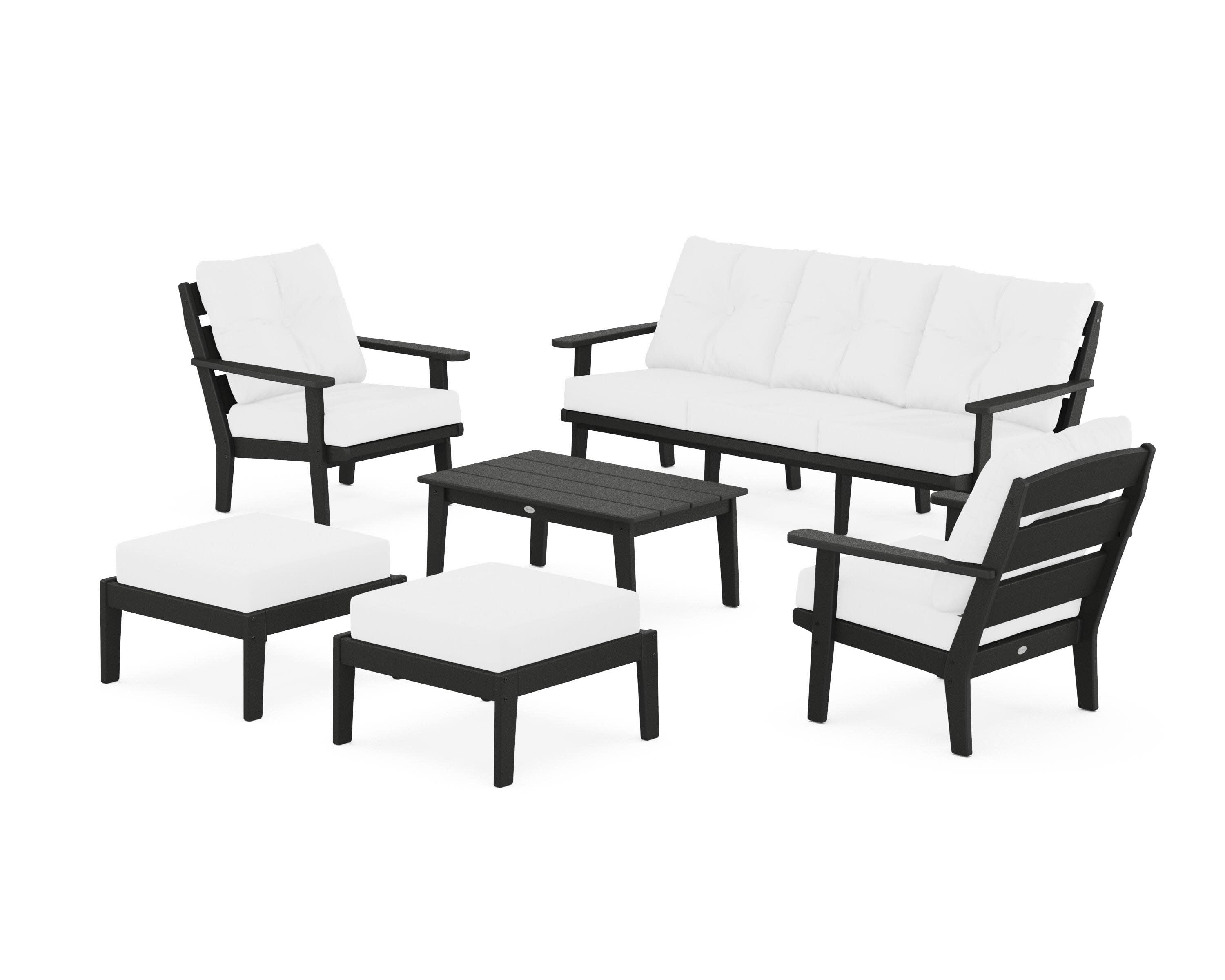 Lakeside 6-Piece Lounge Sofa Set in Black / Natural