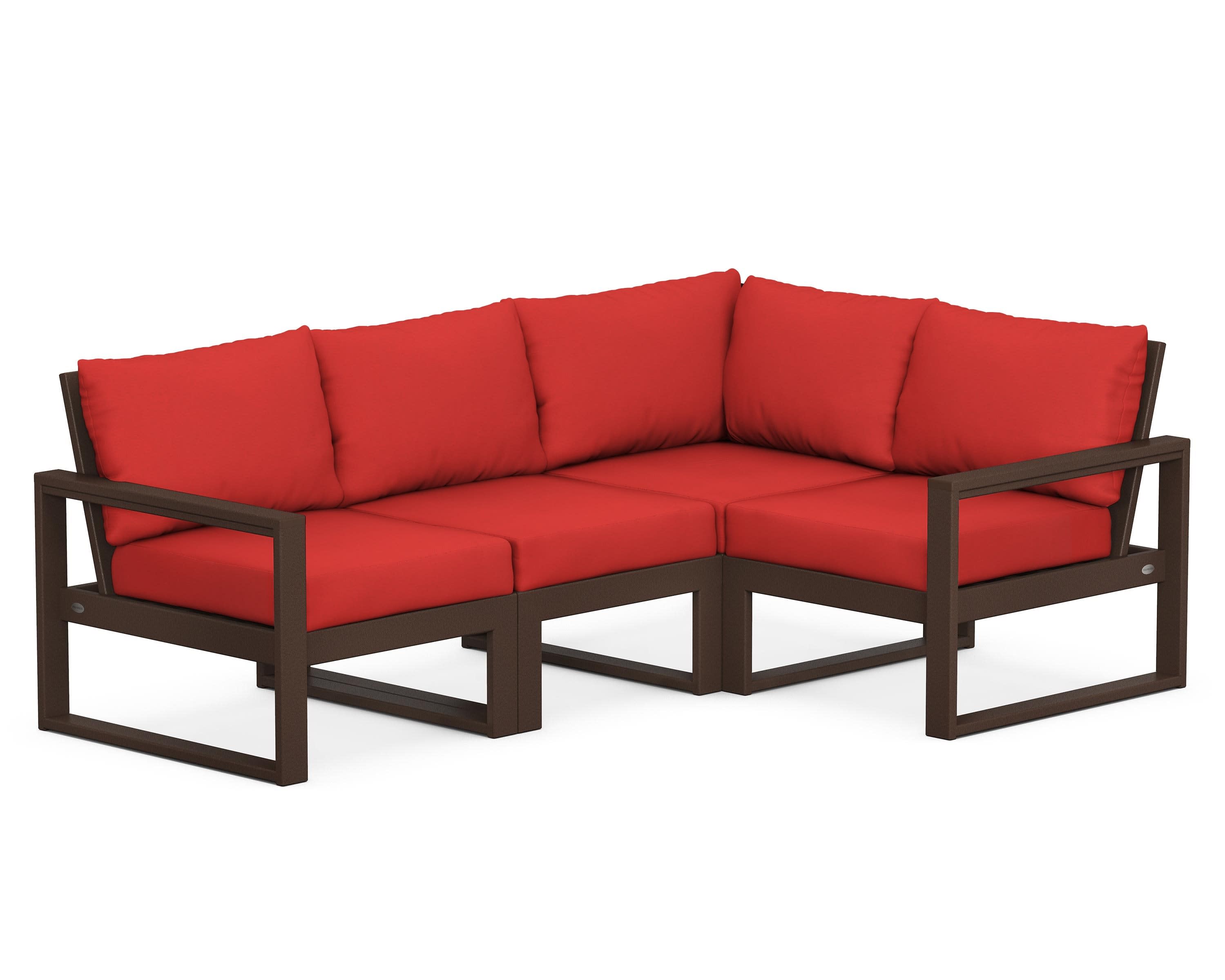 EDGE 4-Piece Modular Deep Seating Set in Mahogany / Crimson Linen