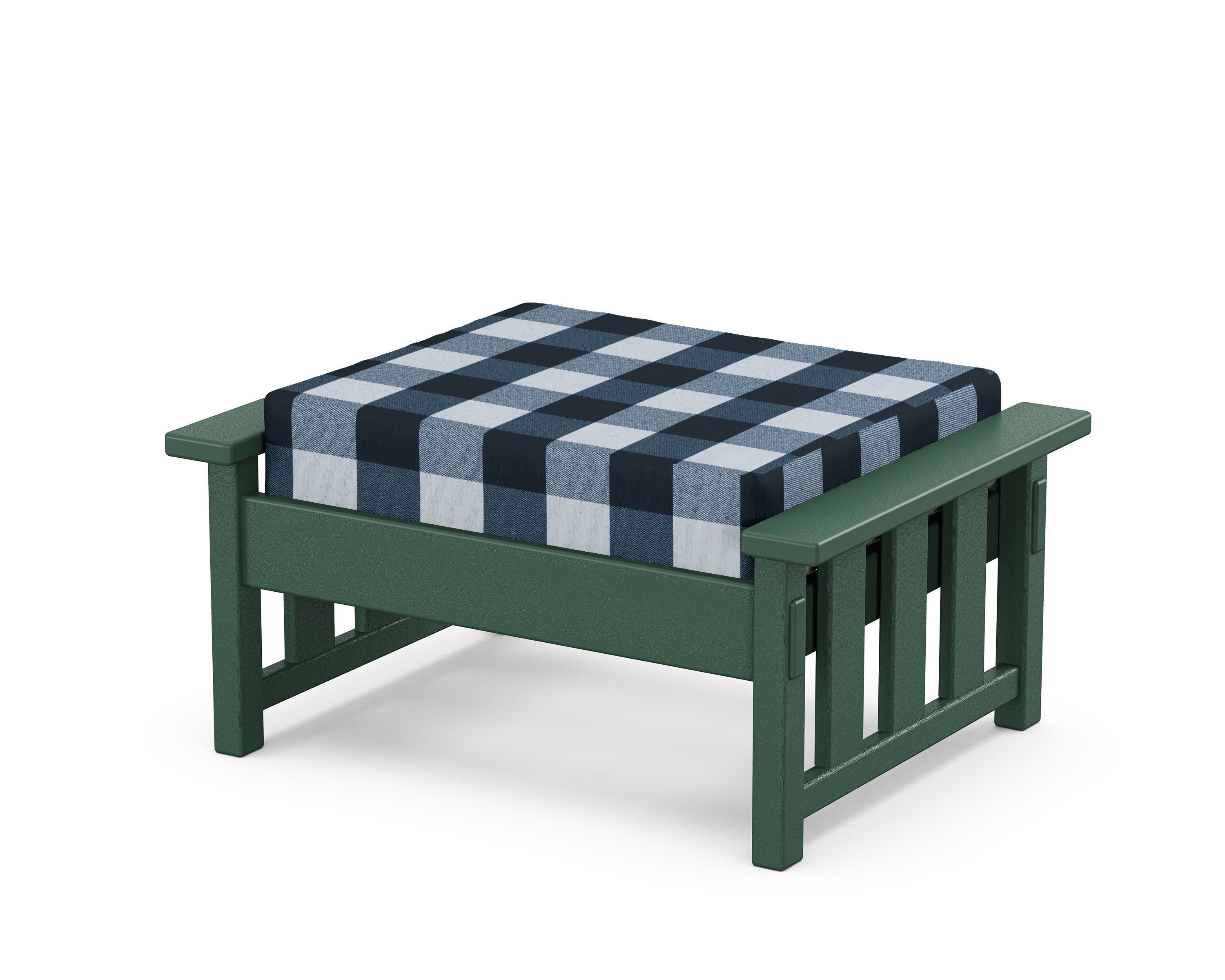 Acadia Deep Seating Ottoman in Green / Buffalo Plaid Marine Indigo