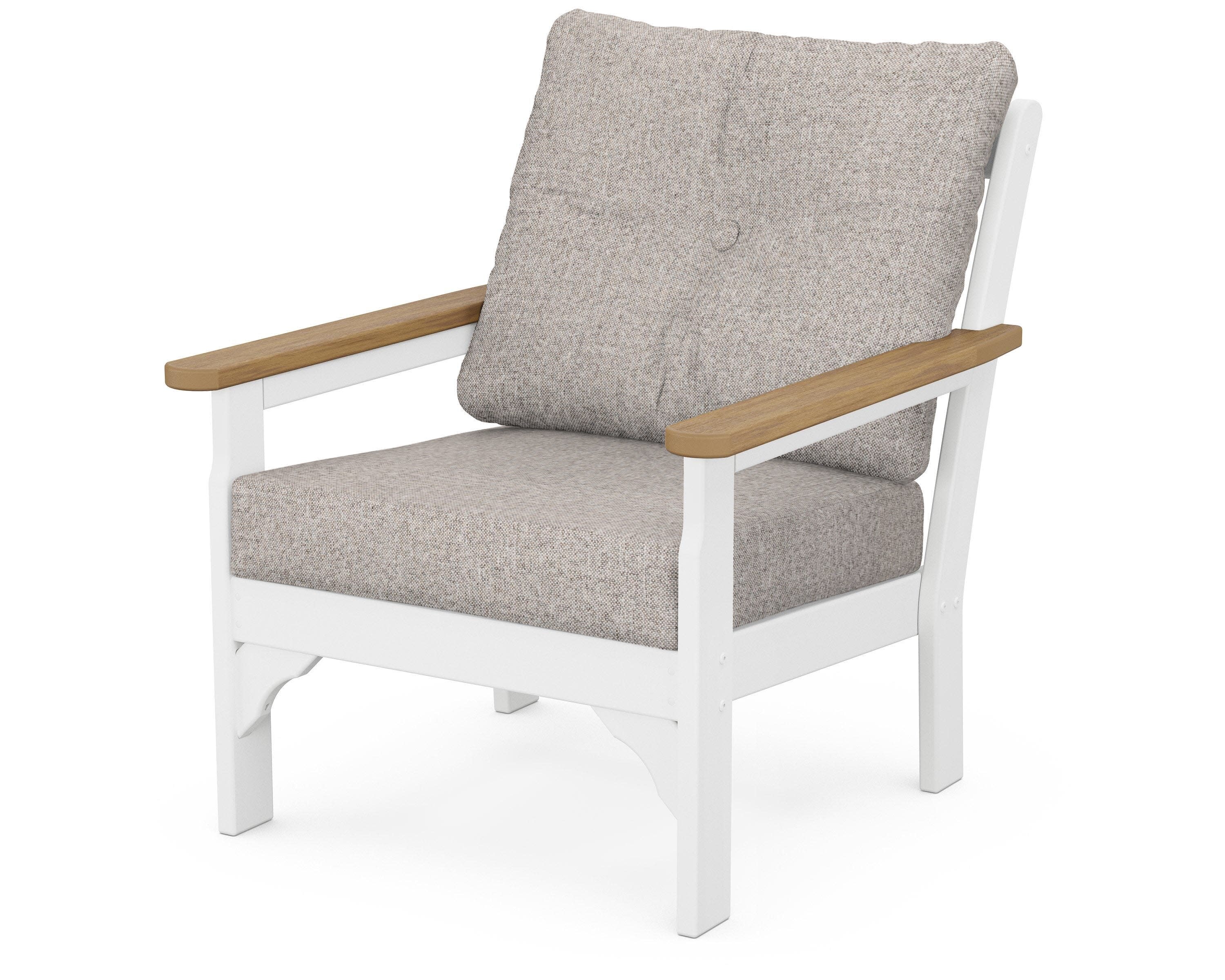 Vineyard Deep Seating Chair in White / Natural / Weathered Tweed
