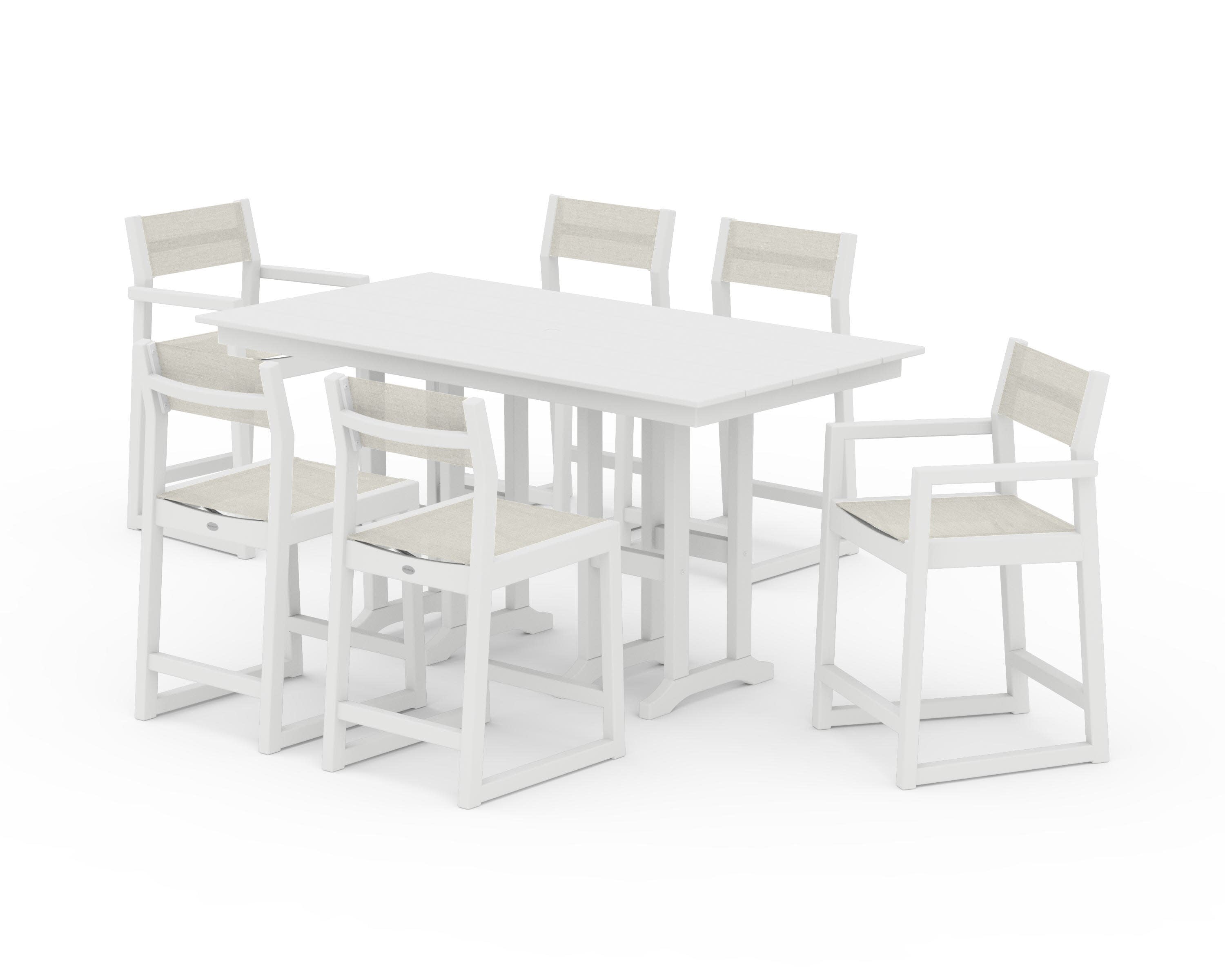 EDGE Sling 7-Piece Farmhouse Counter Set in White / Parchment Sling