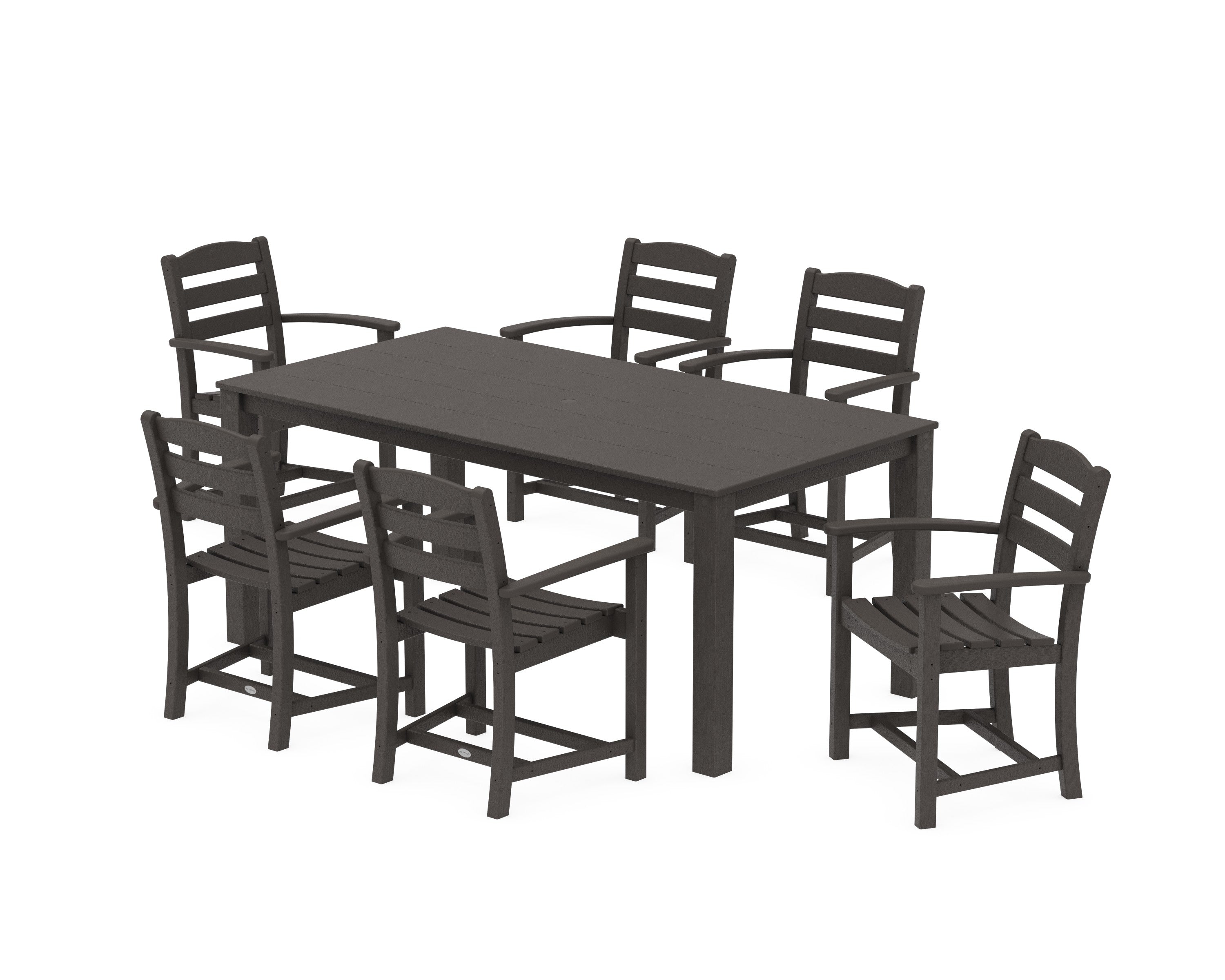La Casa Cafe' Arm Chair 7-Piece Parsons Dining Set in Vintage Coffee