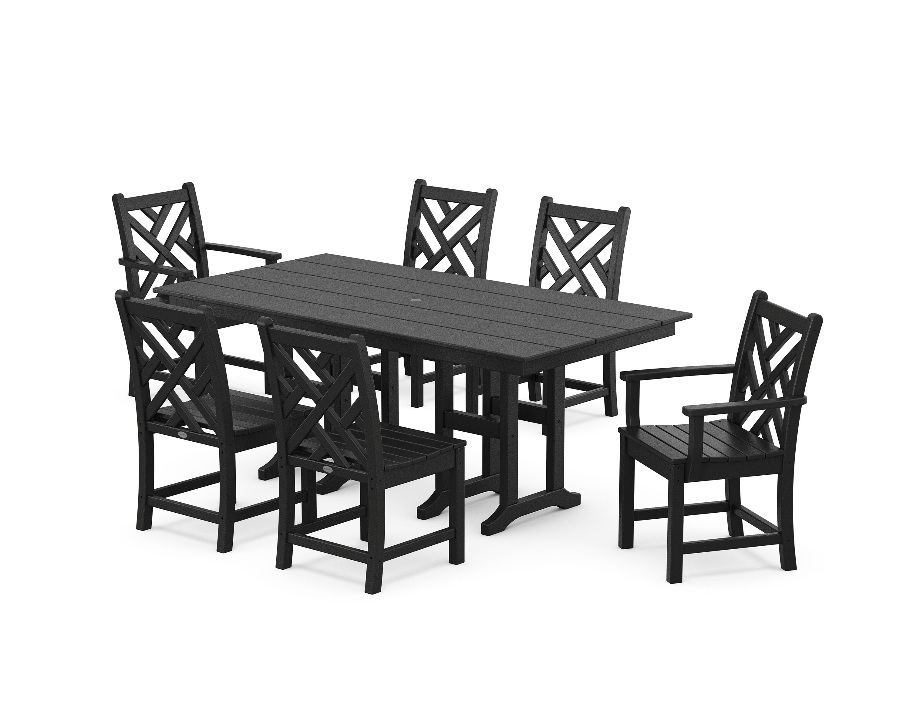 Chippendale 7-Piece Farmhouse Dining Set in Black
