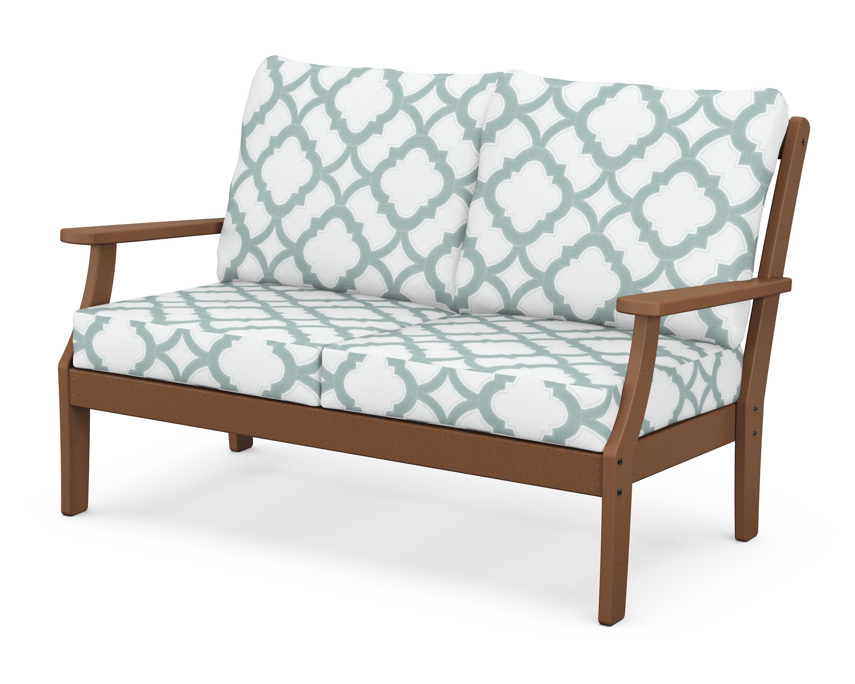 Braxton Deep Seating Loveseat in Teak / Trellis Glacier Spa