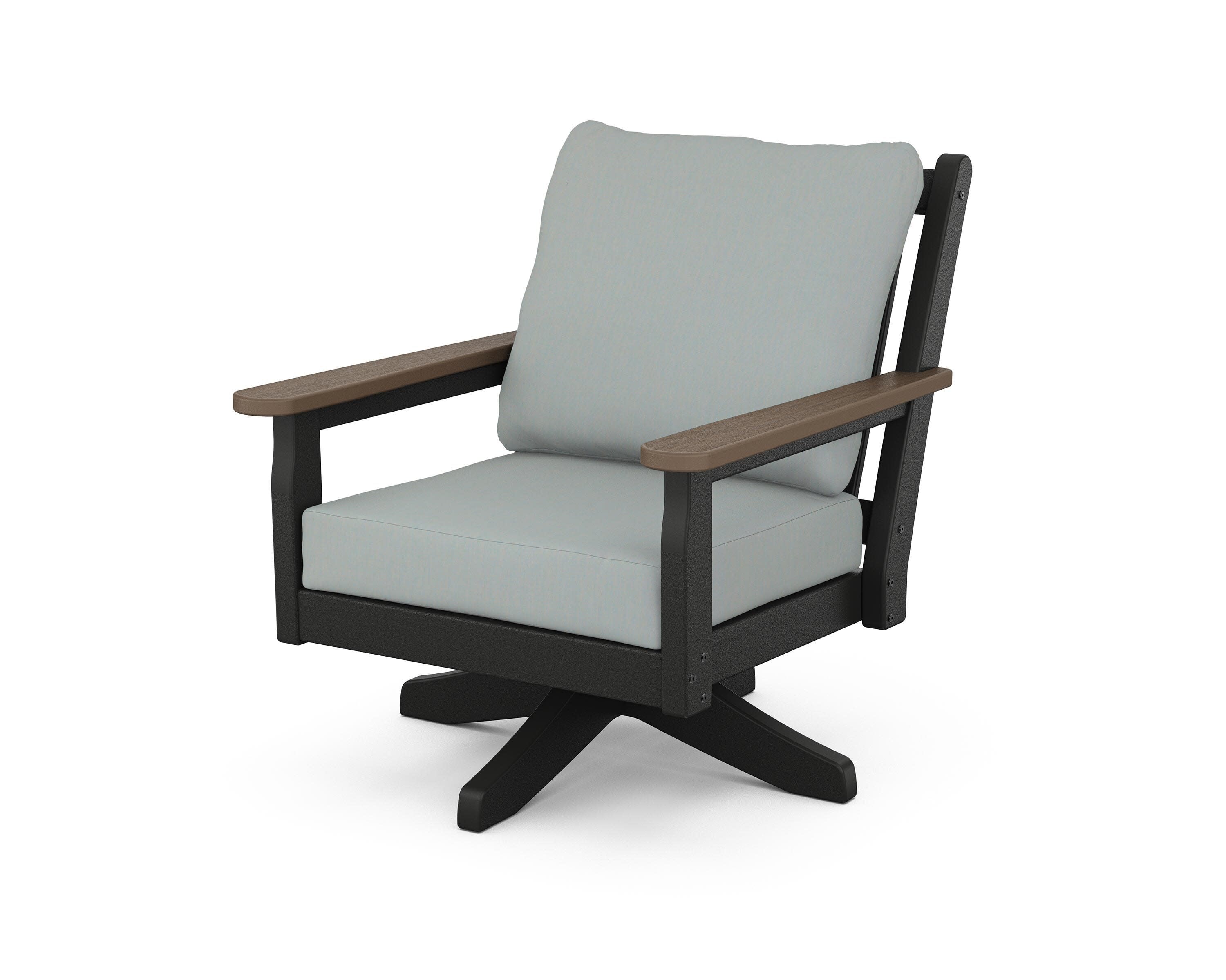 Chippendale Deep Seating Swivel Chair in Black / Kona / Spa