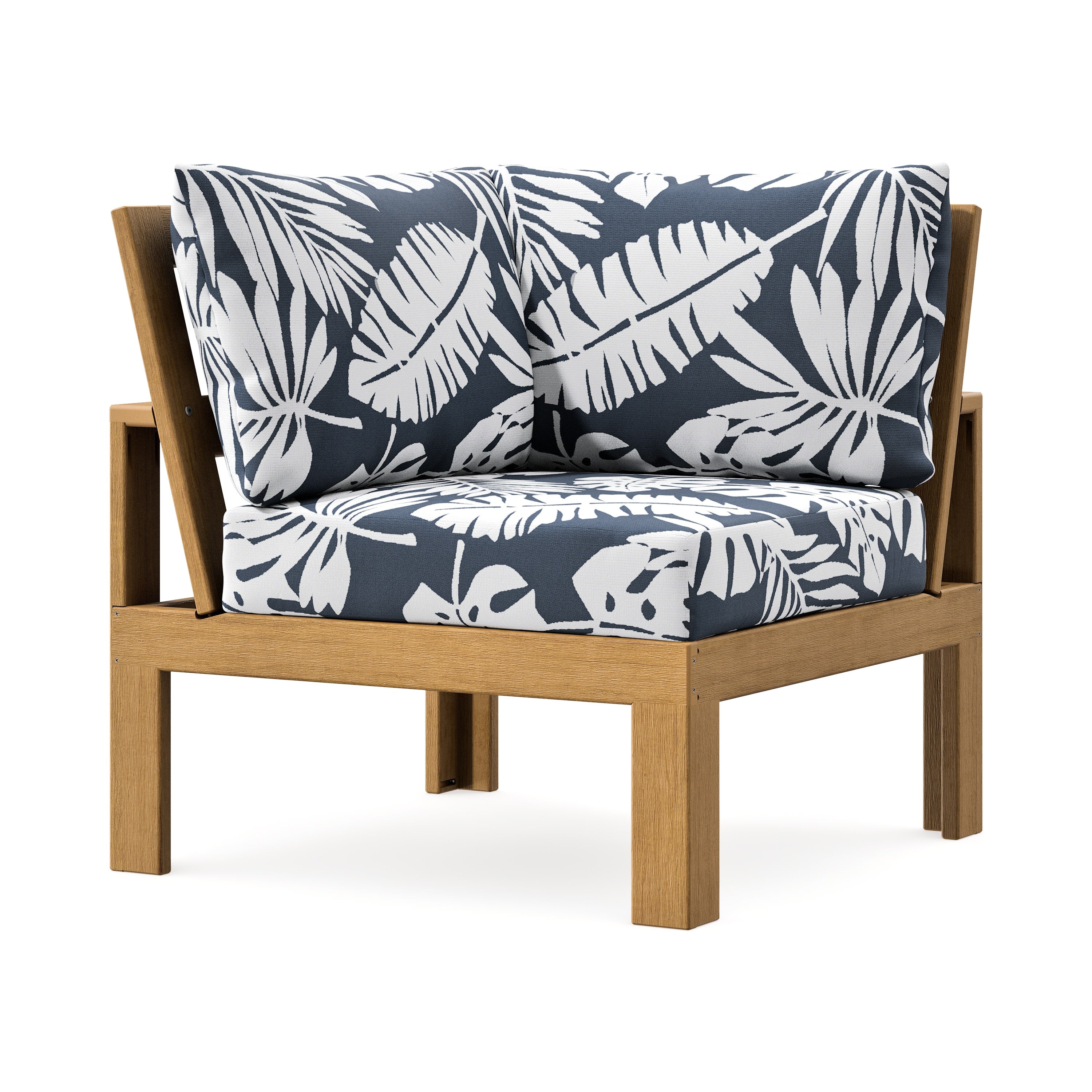 Modular Corner Chair in Natural / Leaf Marine Indigo