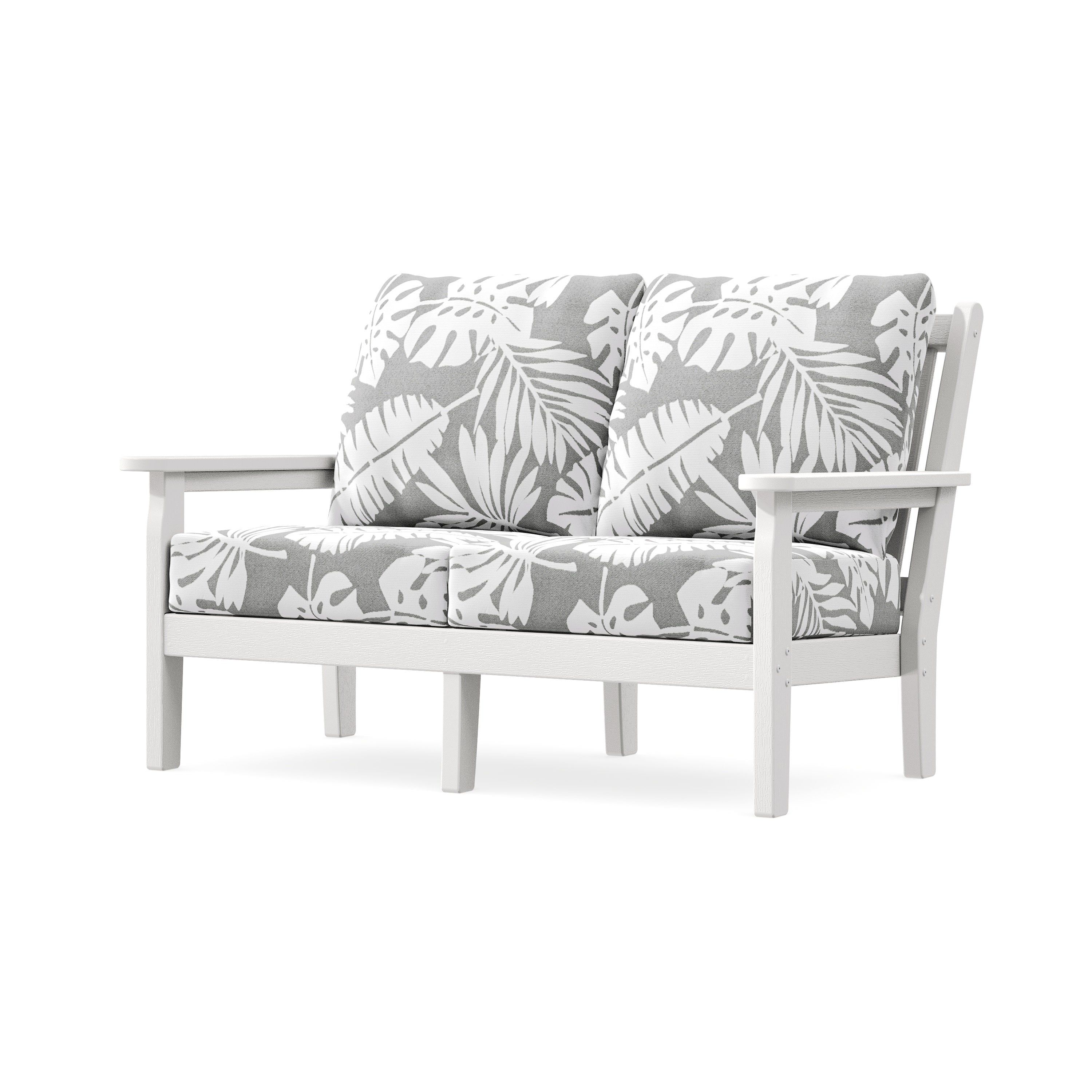 Chippendale Deep Seating Loveseat in Vintage White / Leaf Grey Mist