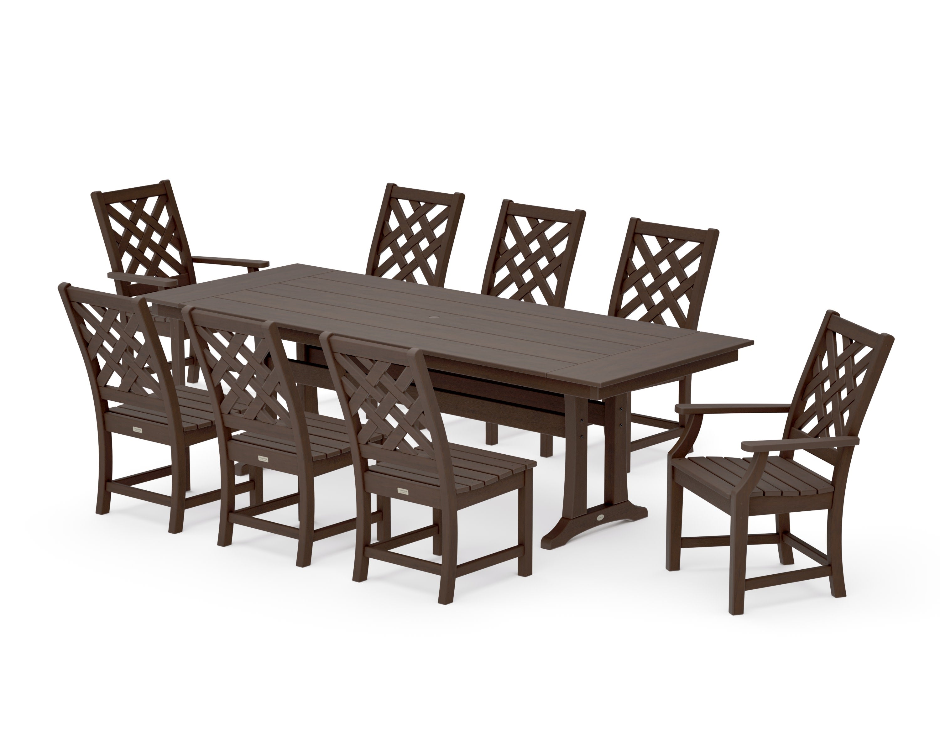 Wovendale 9-Piece Farmhouse Dining Set with Trestle Legs in Kona