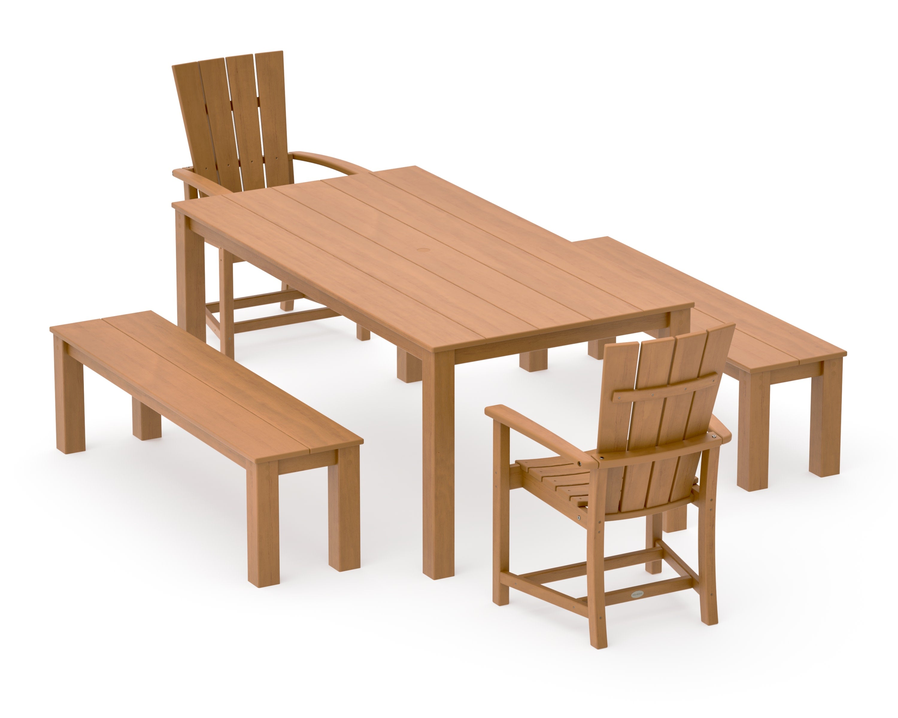Quattro 5-Piece Parsons Dining Set with Benches in Natural