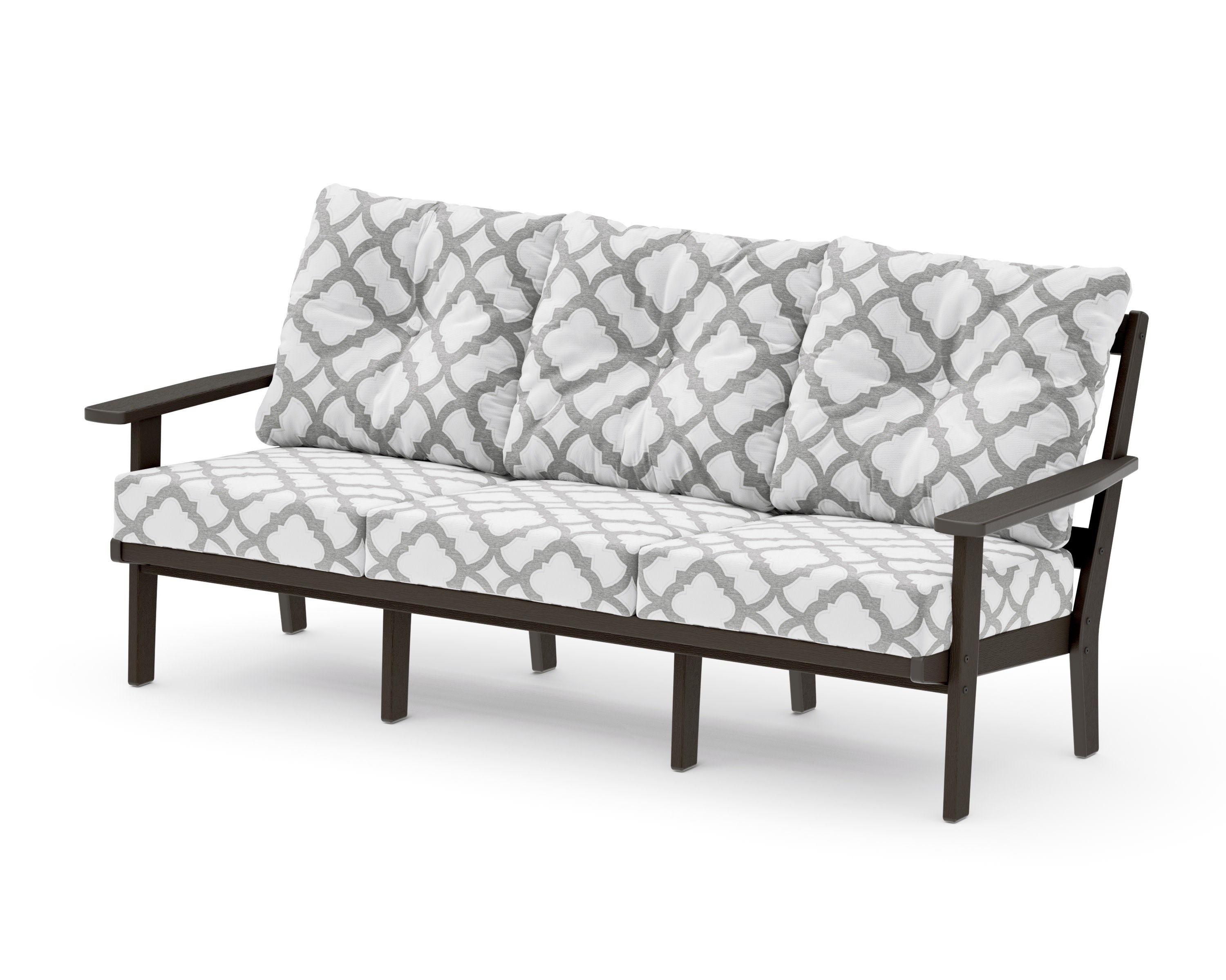 Oxford Deep Seating Sofa in Vintage Coffee / Trellis Grey Mist