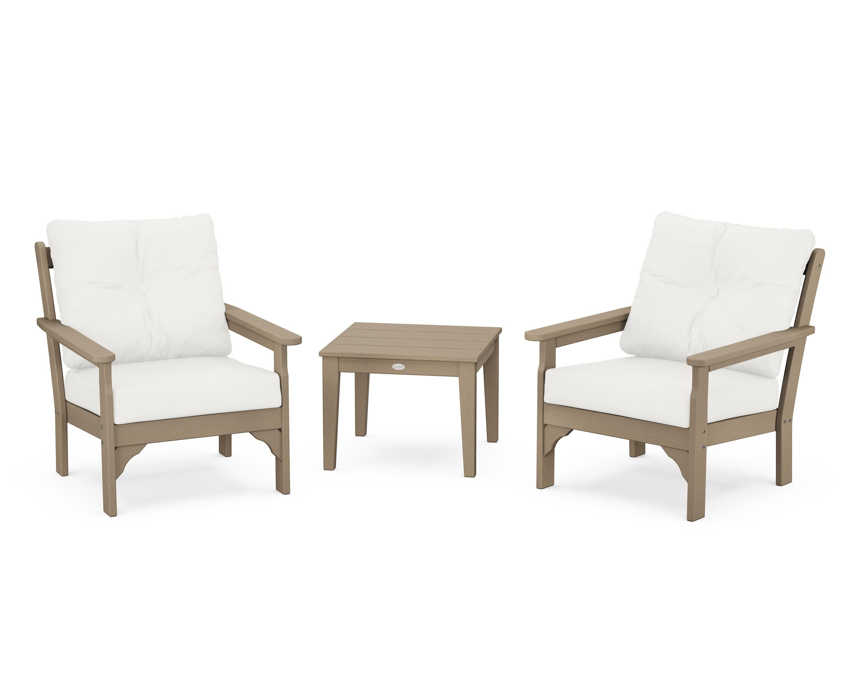Vineyard 3-Piece Deep Seating Set in Vintage Sahara / Natural Linen