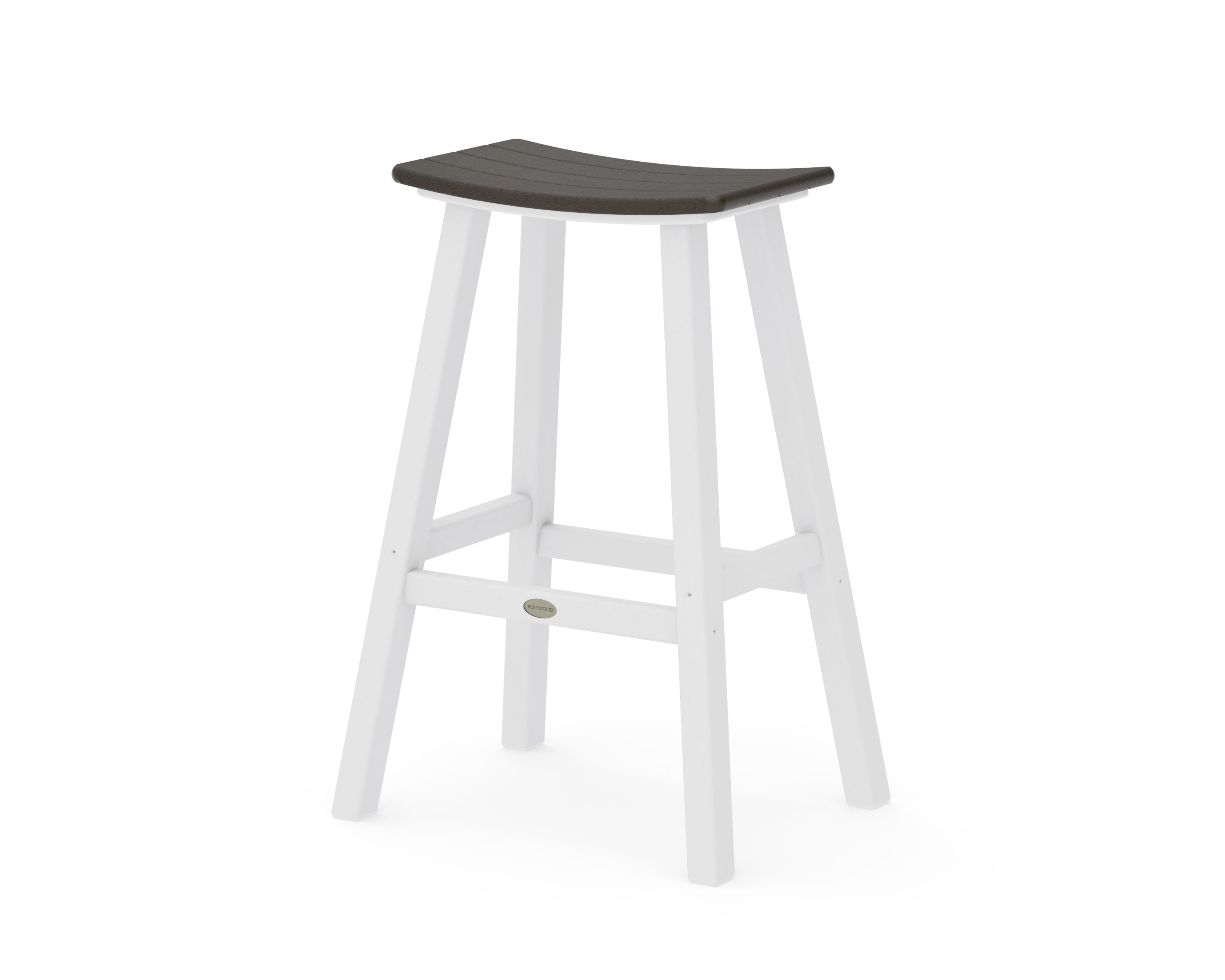 Contempo 30" Saddle Bar Stool in White / Vintage Coffee