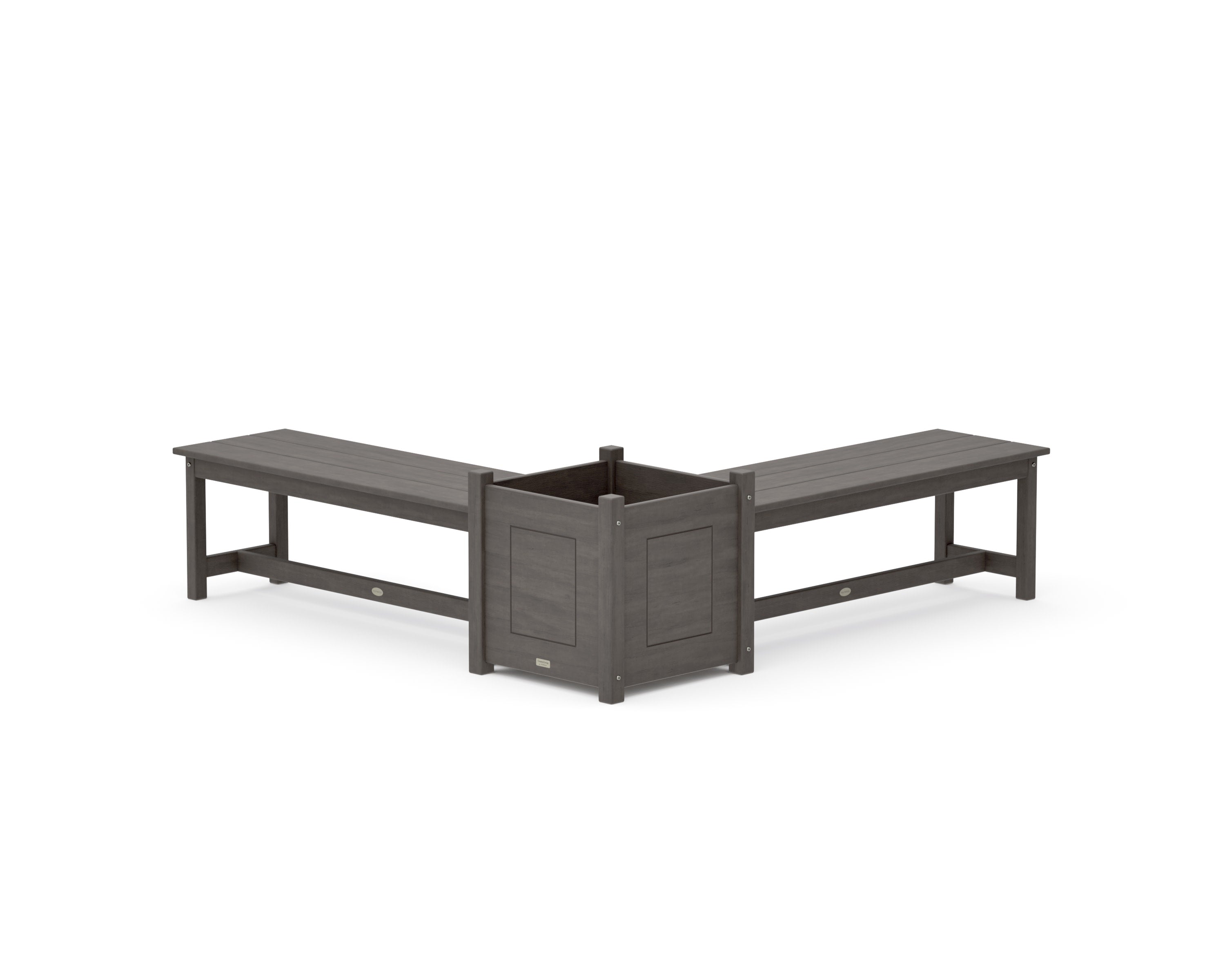 48" Country Living L- Shaped Planter Bench Set- Large in Driftwood