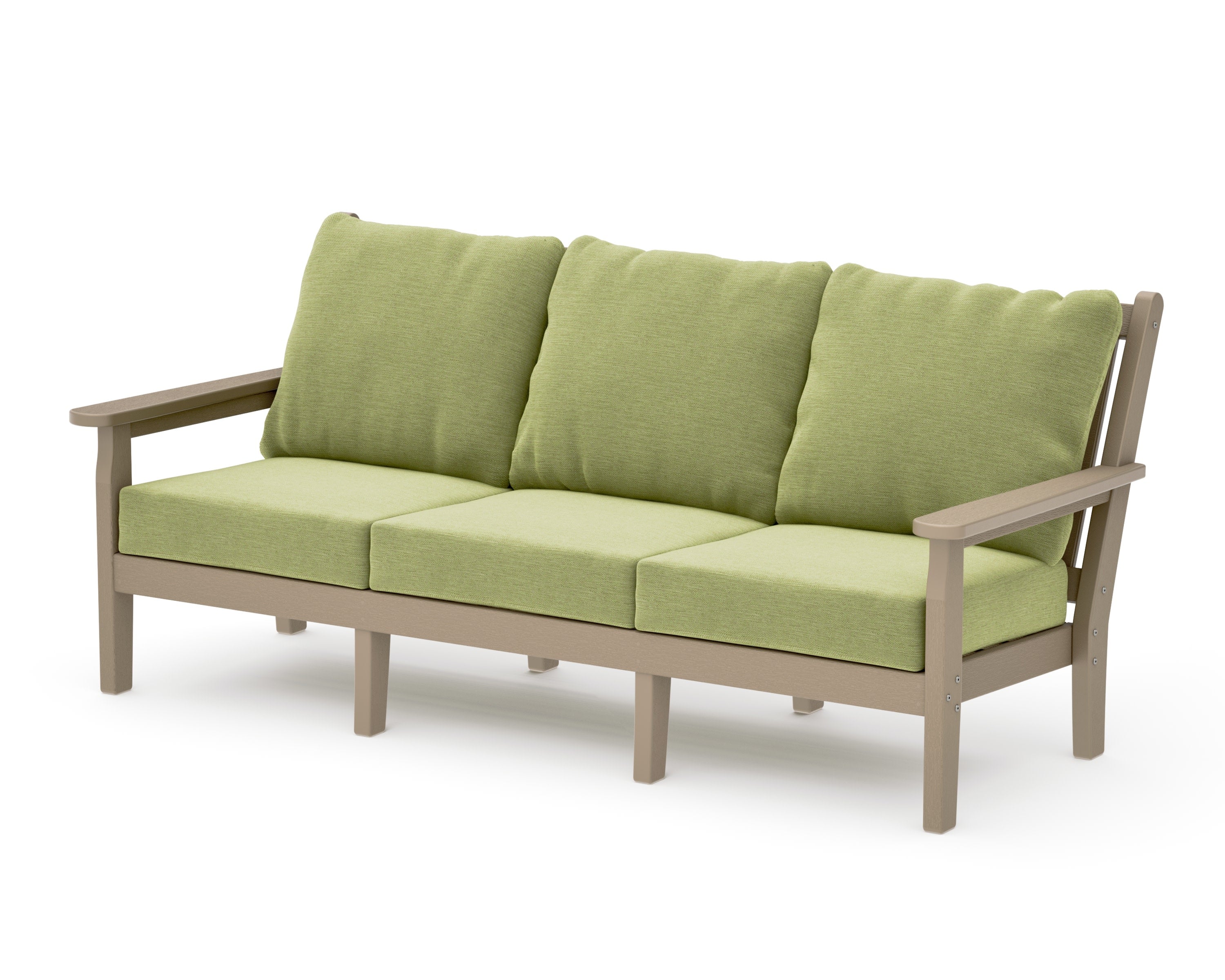 Chippendale Deep Seating Sofa in Vintage Sahara / Chartreuse Boucle