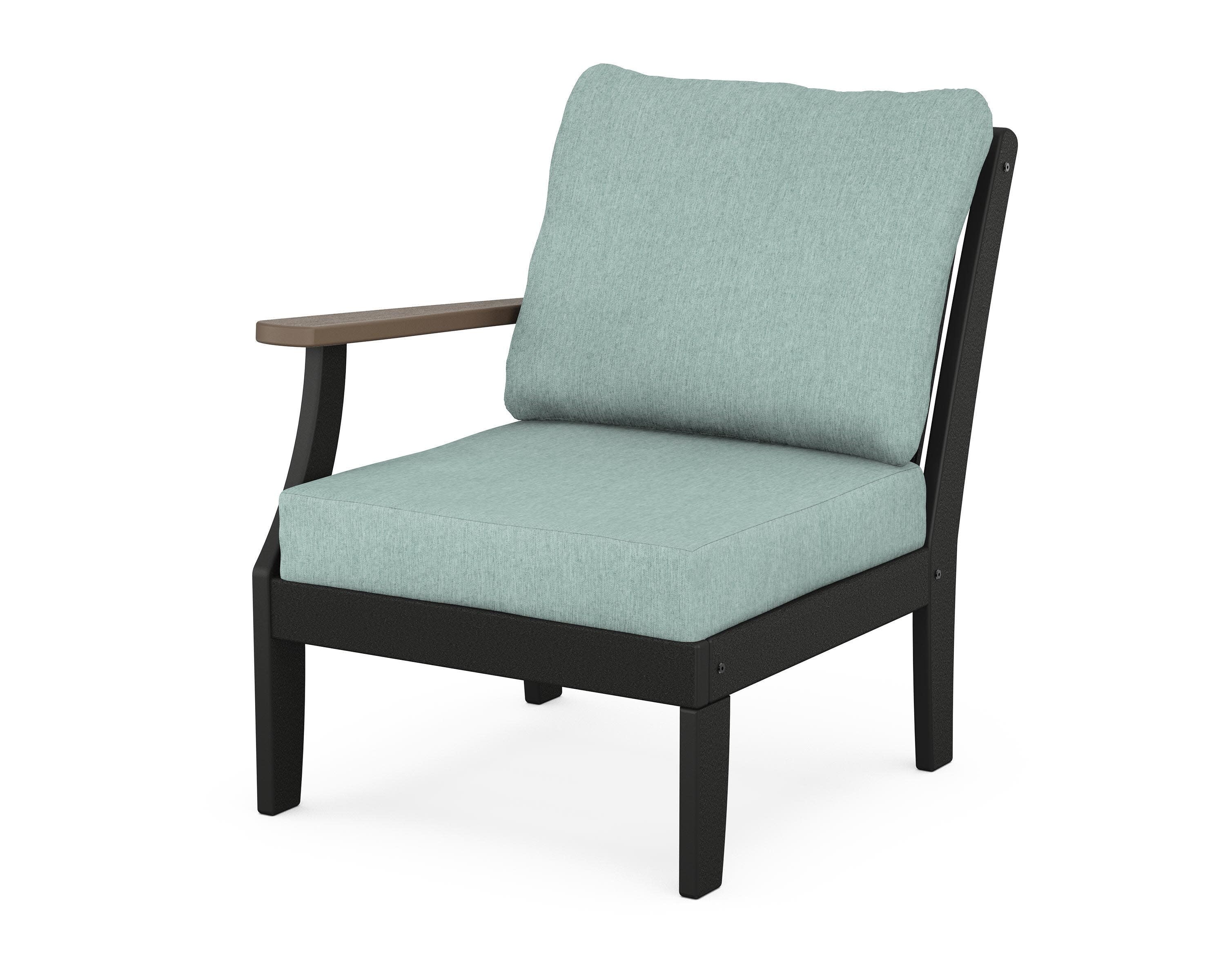 Braxton Modular Left Arm Chair in Black / Kona / Glacier Spa
