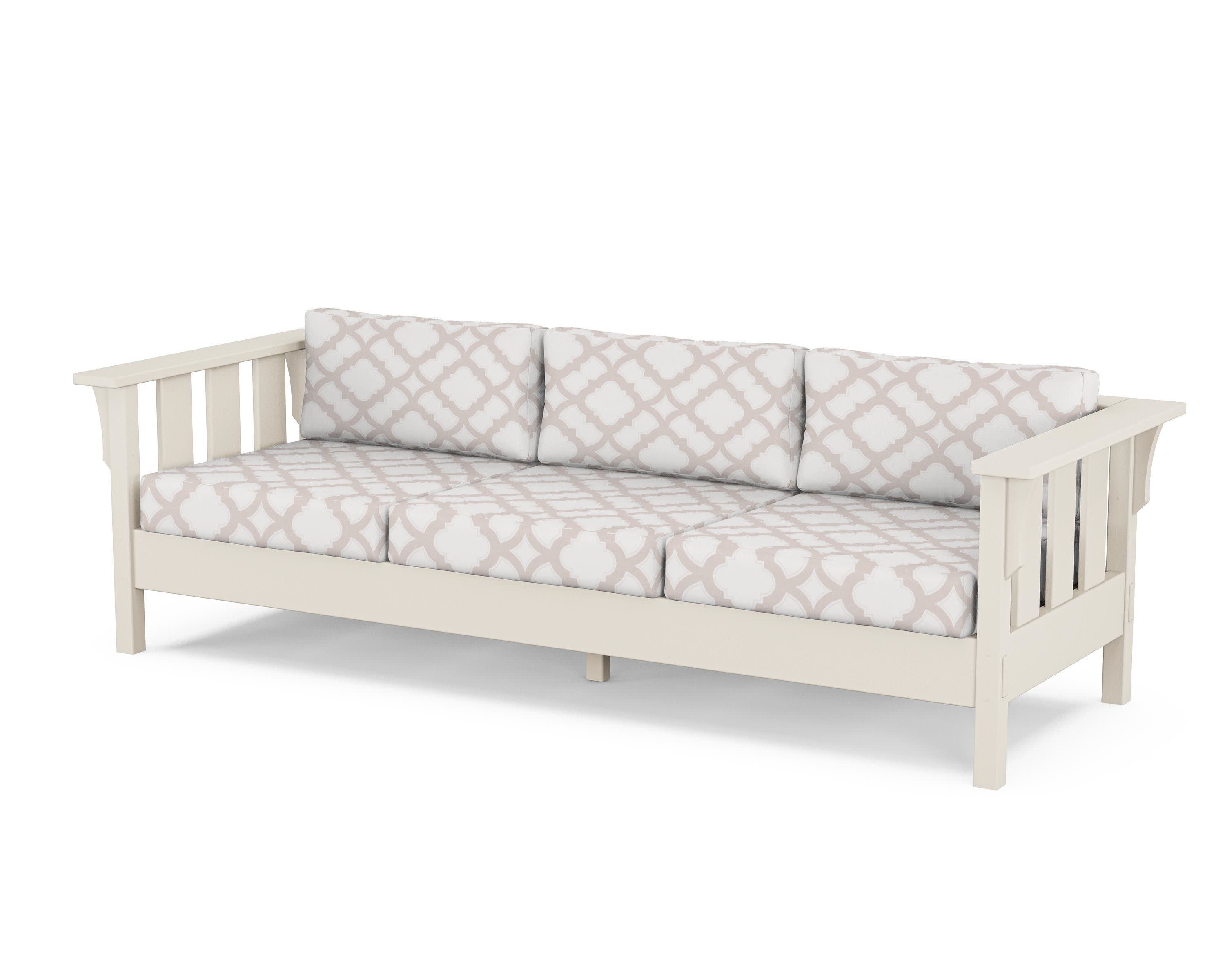 Acadia Deep Seating Sofa in Sand / Trellis Dune Burlap