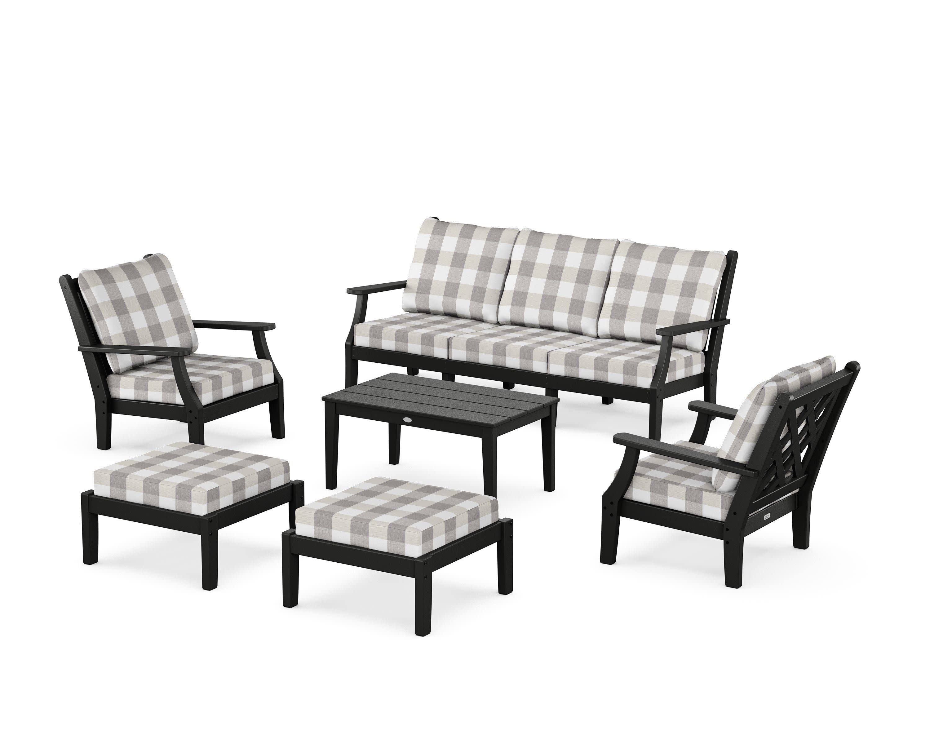 Wovendale 6-Piece Lounge Sofa Set in Black / Buffalo Plaid Grey Mist