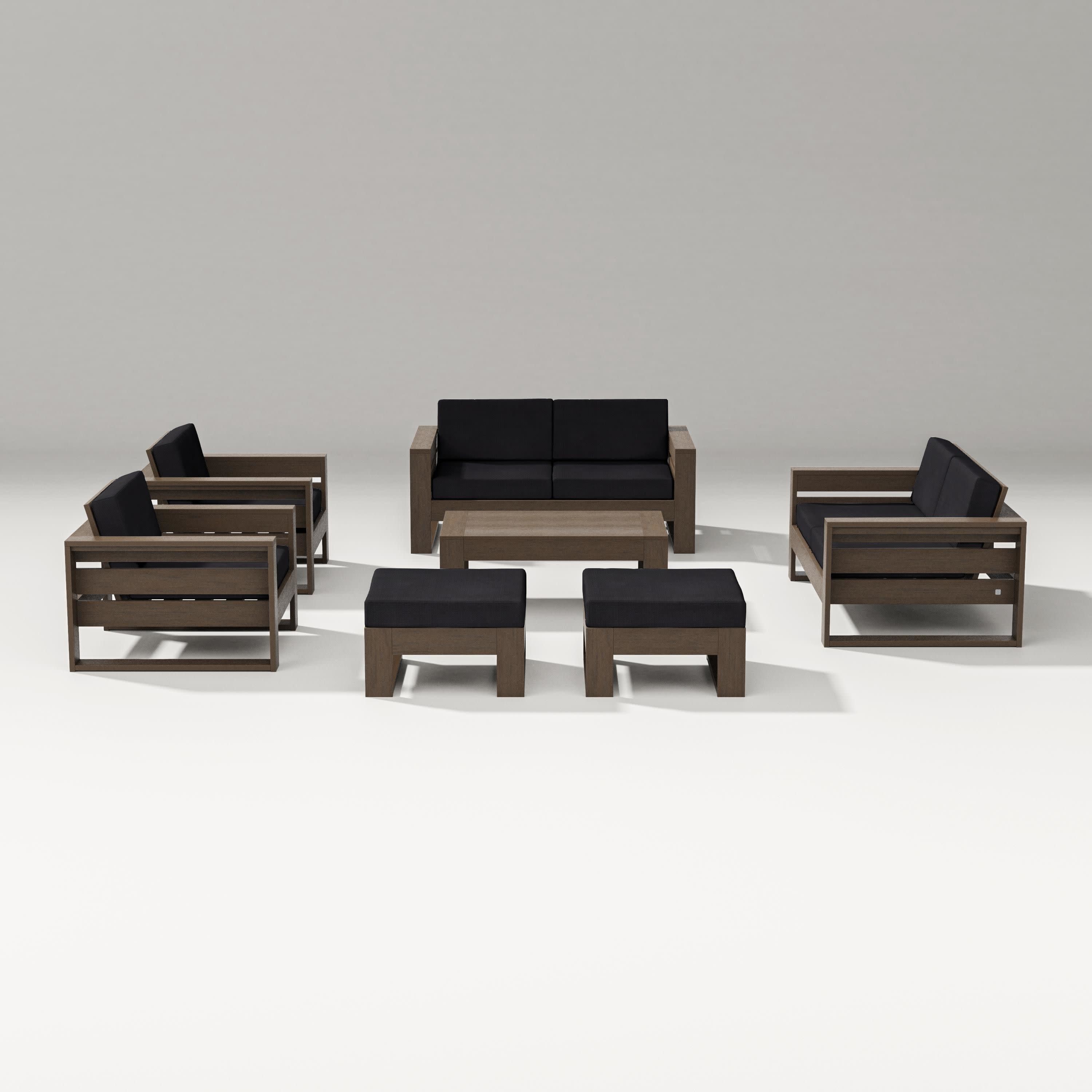 Latitude 7-Piece Lounge Loveseat Set in Kona / Midnight Linen