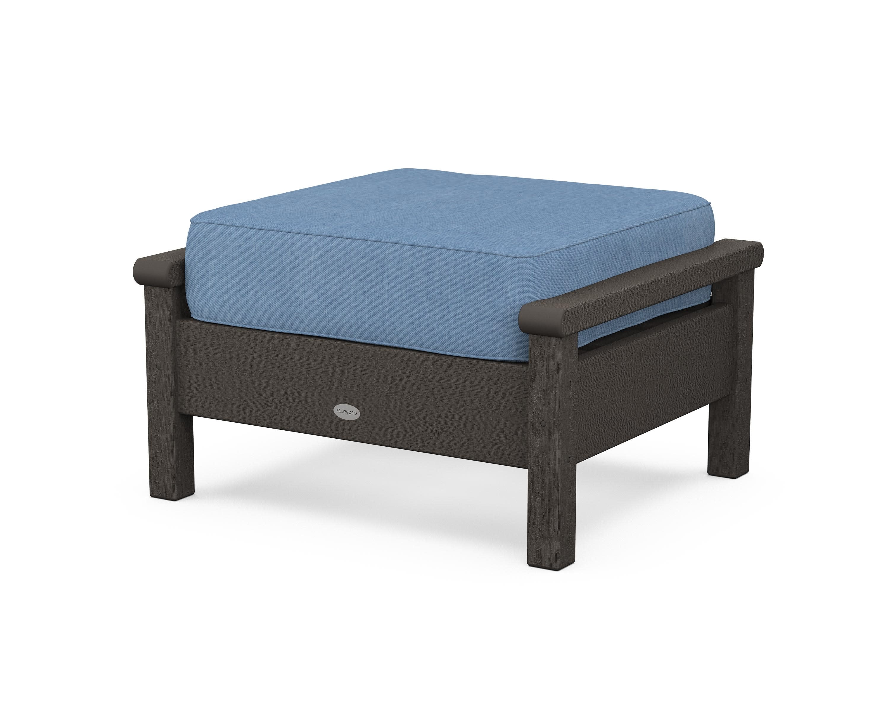 Harbour Deep Seating Ottoman in Vintage Coffee / Sky Blue