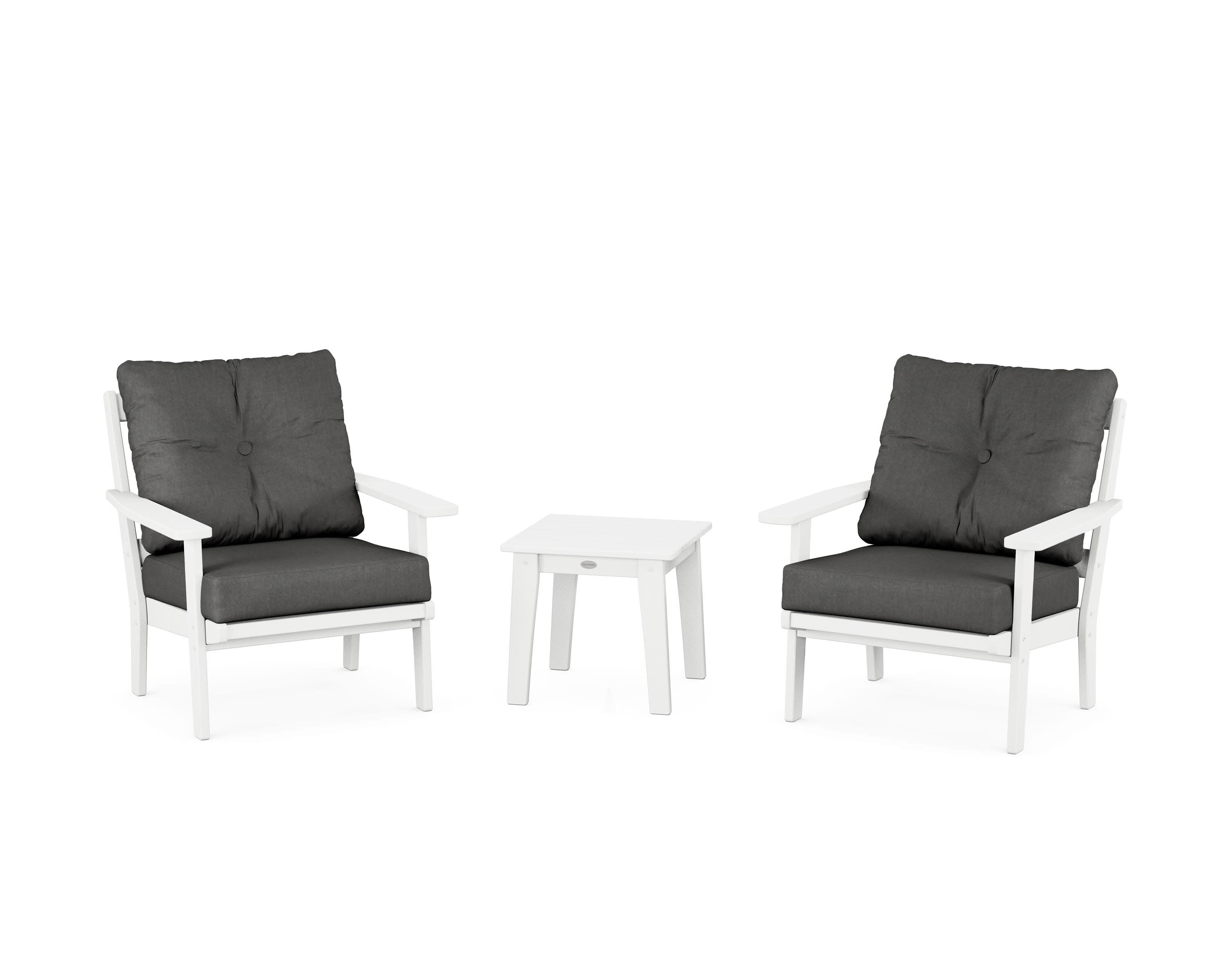 Oxford 3-Piece Deep Seating Set in White / Spectrum Carbon