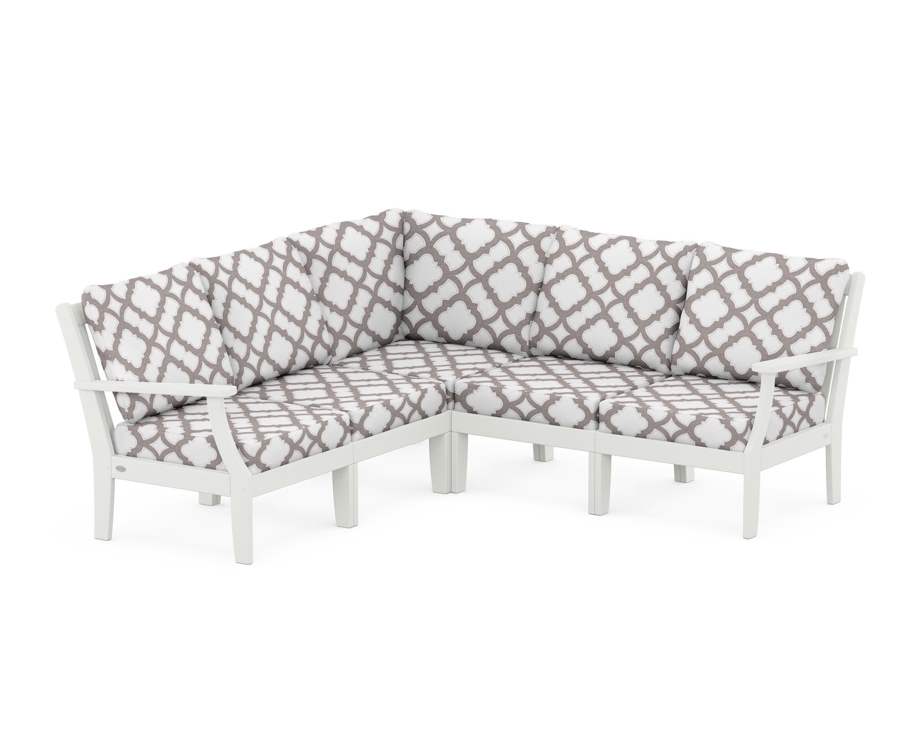 Braxton Modular 5-Piece Deep Seating Set in Vintage White / Trellis Grey Mist