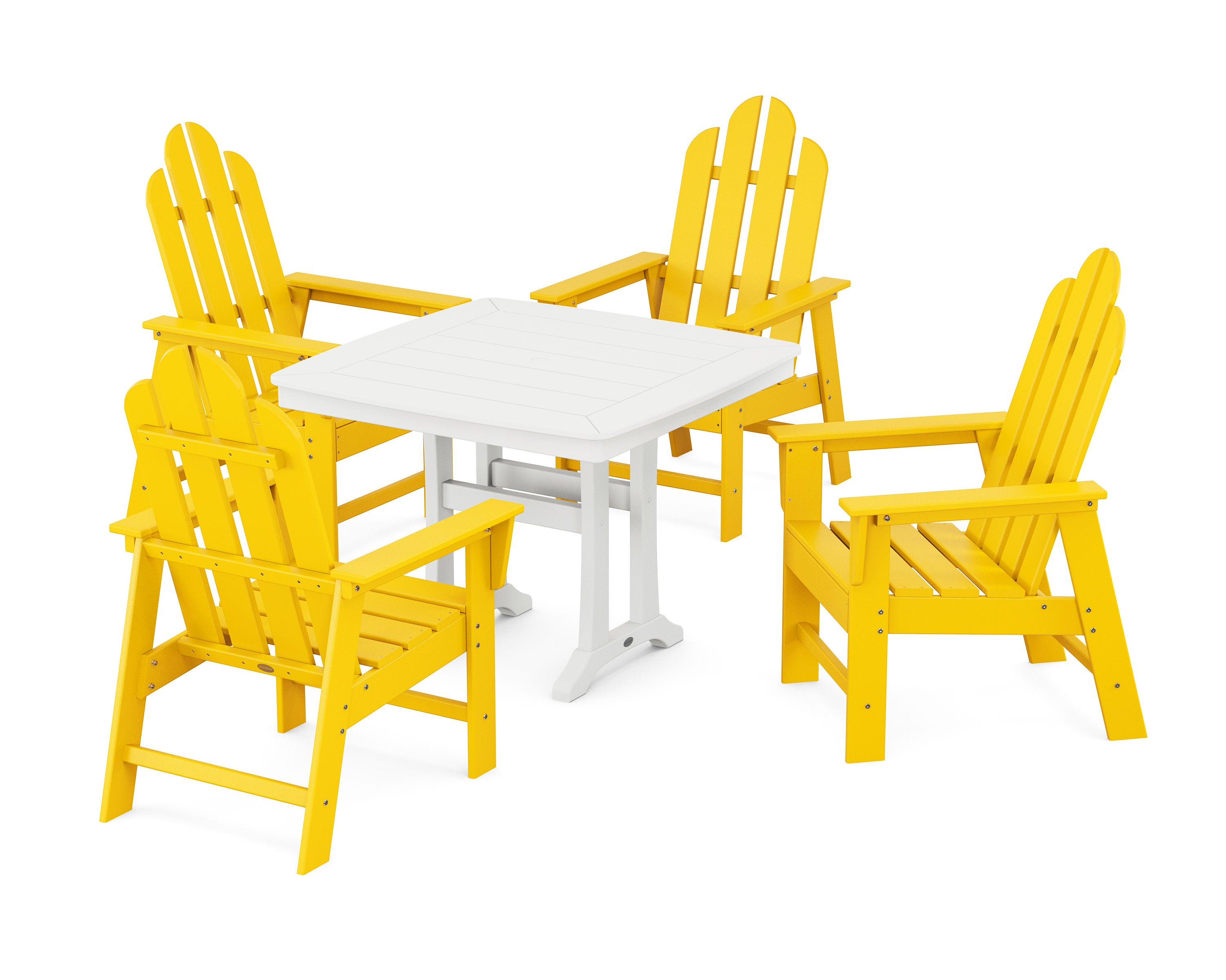 Long Island 5-Piece Dining Set with Trestle Legs in Lemon / White