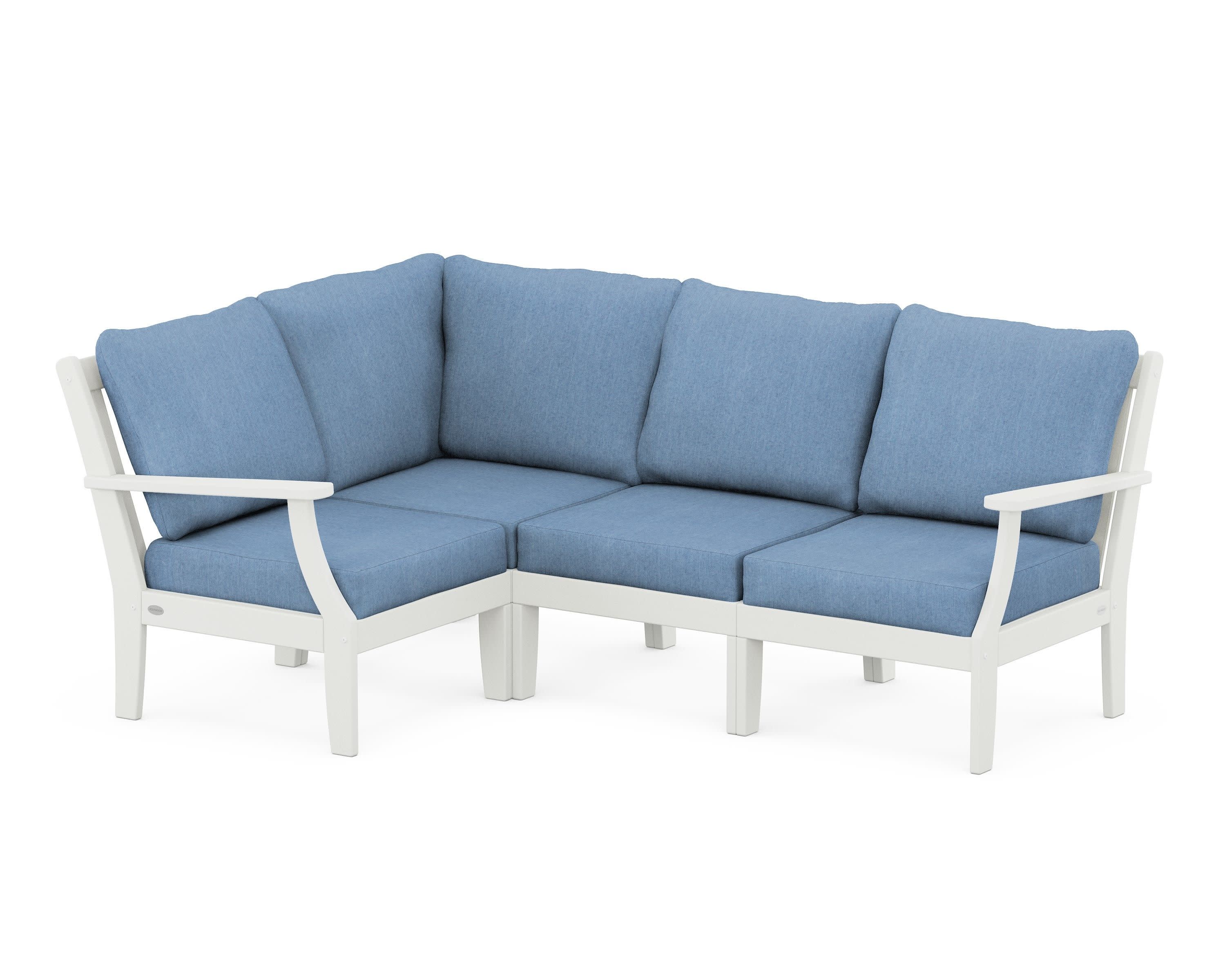 Braxton Modular 4-Piece Deep Seating Set in Vintage White / Sky Blue