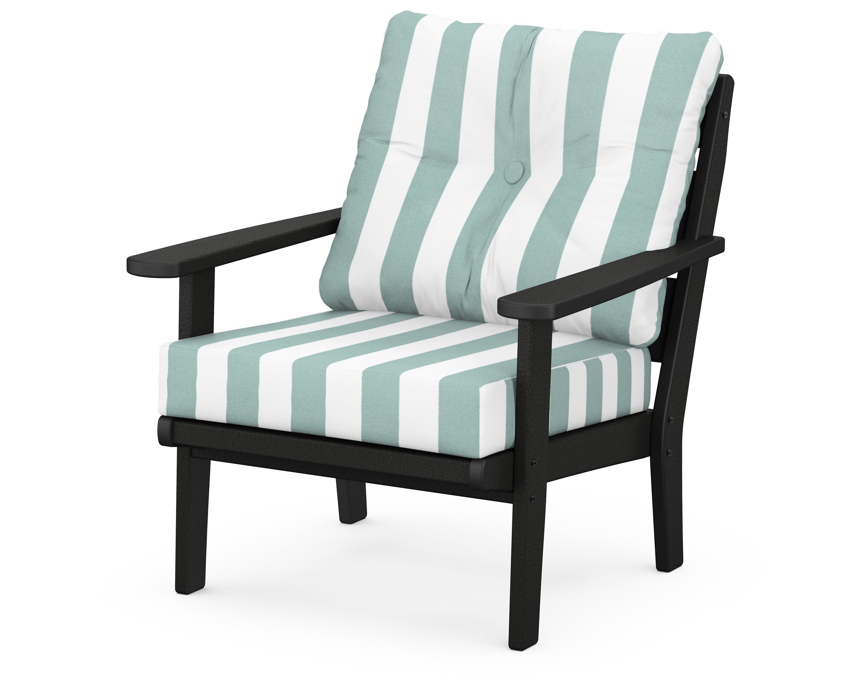 Lakeside Deep Seating Chair in Black / Cabana Stripe Glacier Spa