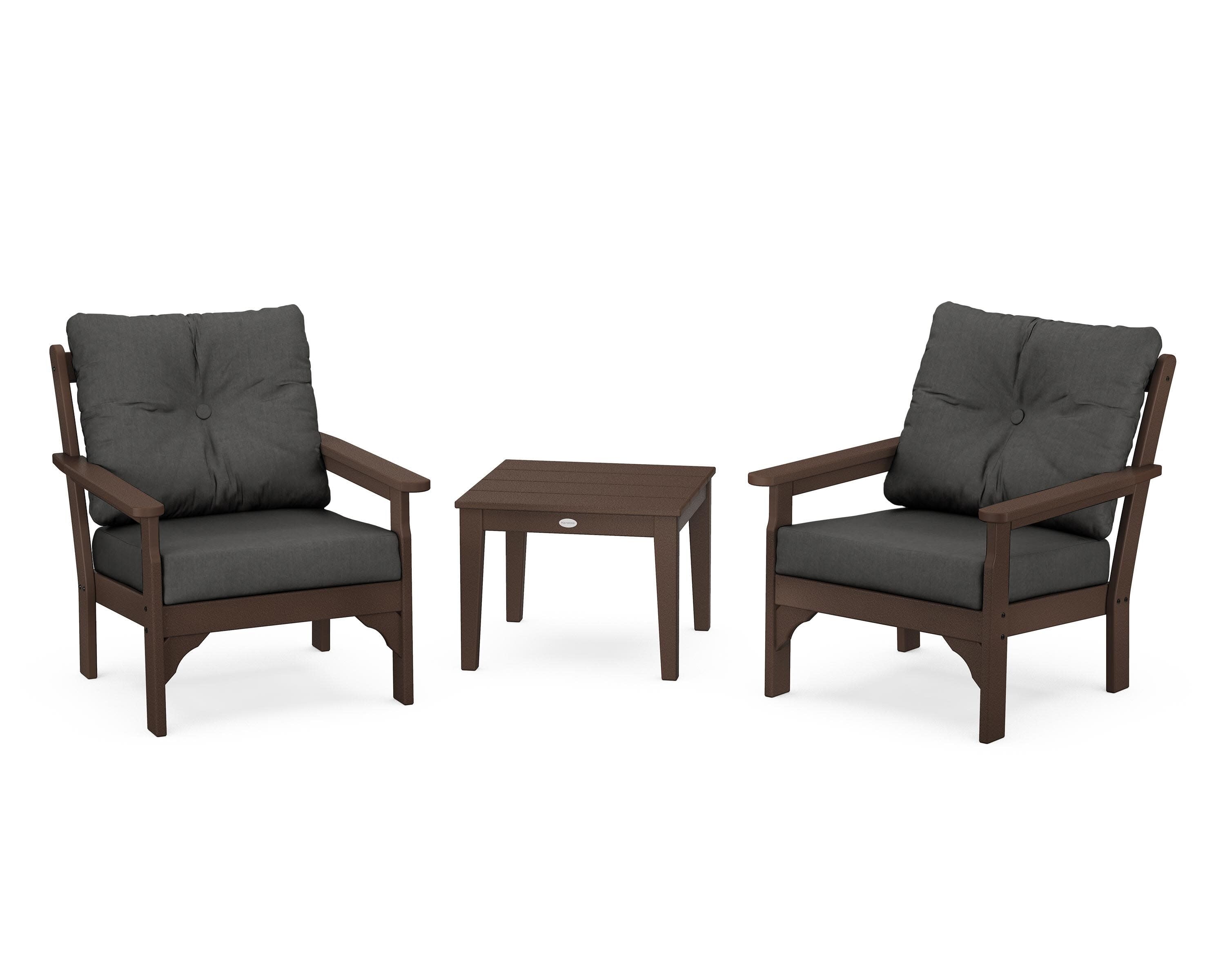 Vineyard 3-Piece Deep Seating Set in Mahogany / Spectrum Carbon