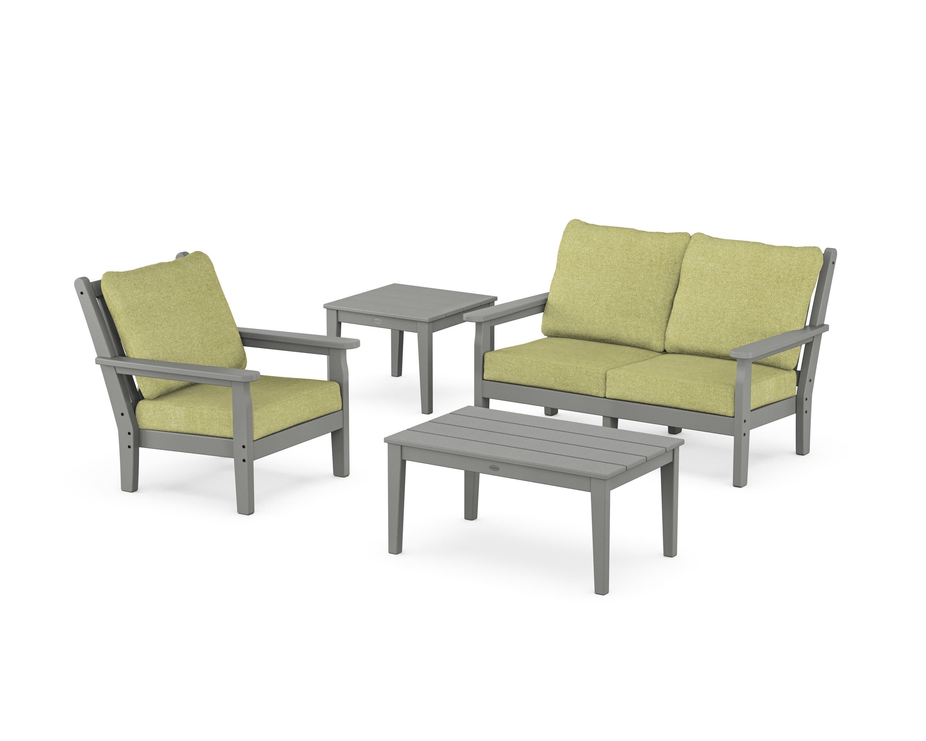 Chippendale 4-Piece Deep Seating Set in Slate Grey / Chartreuse Boucle