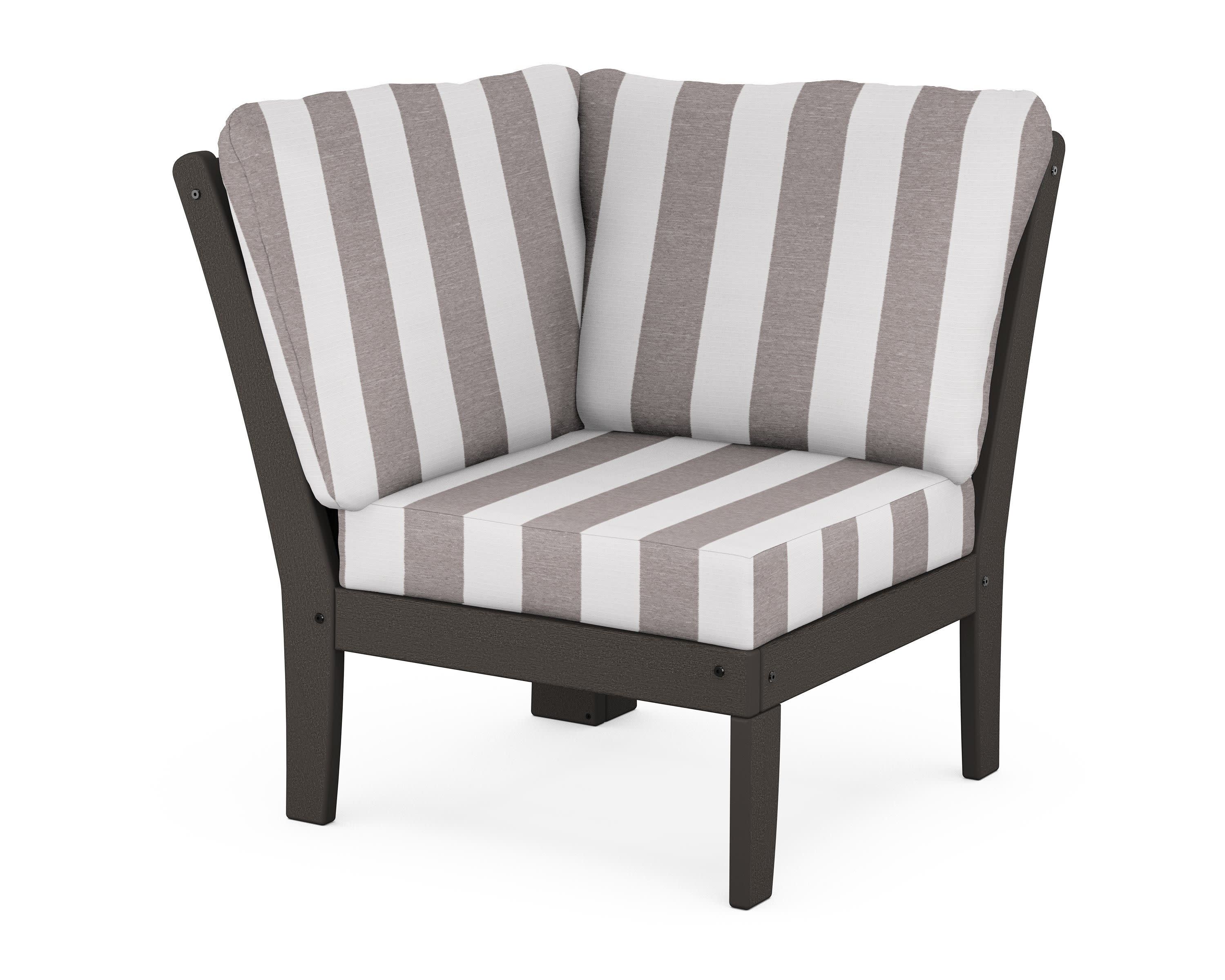 Braxton Modular Corner Chair in Vintage Coffee / Cabana Stripe Grey Mist